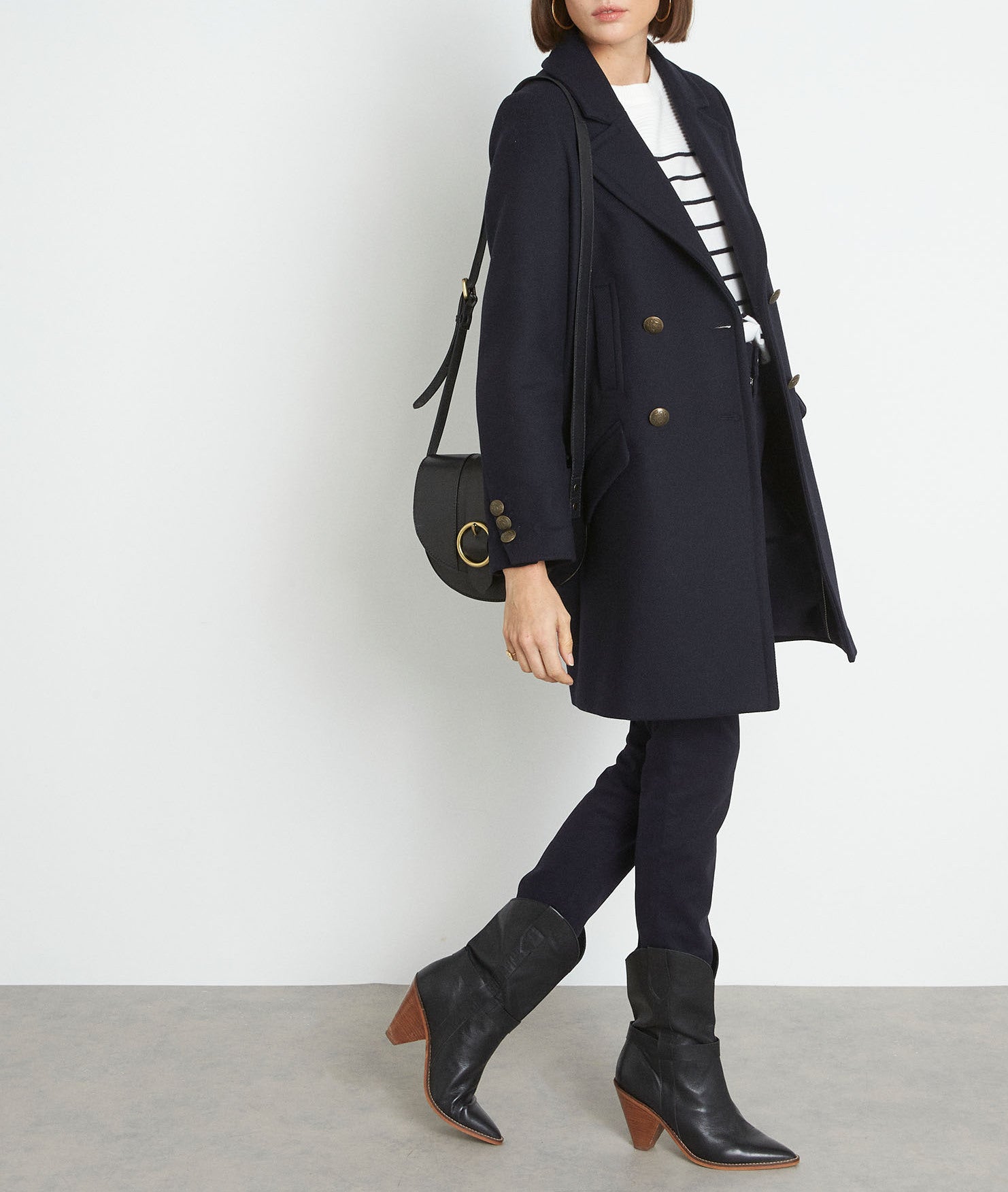 Manteau croisé bleu marine Lee Faume - seconde main