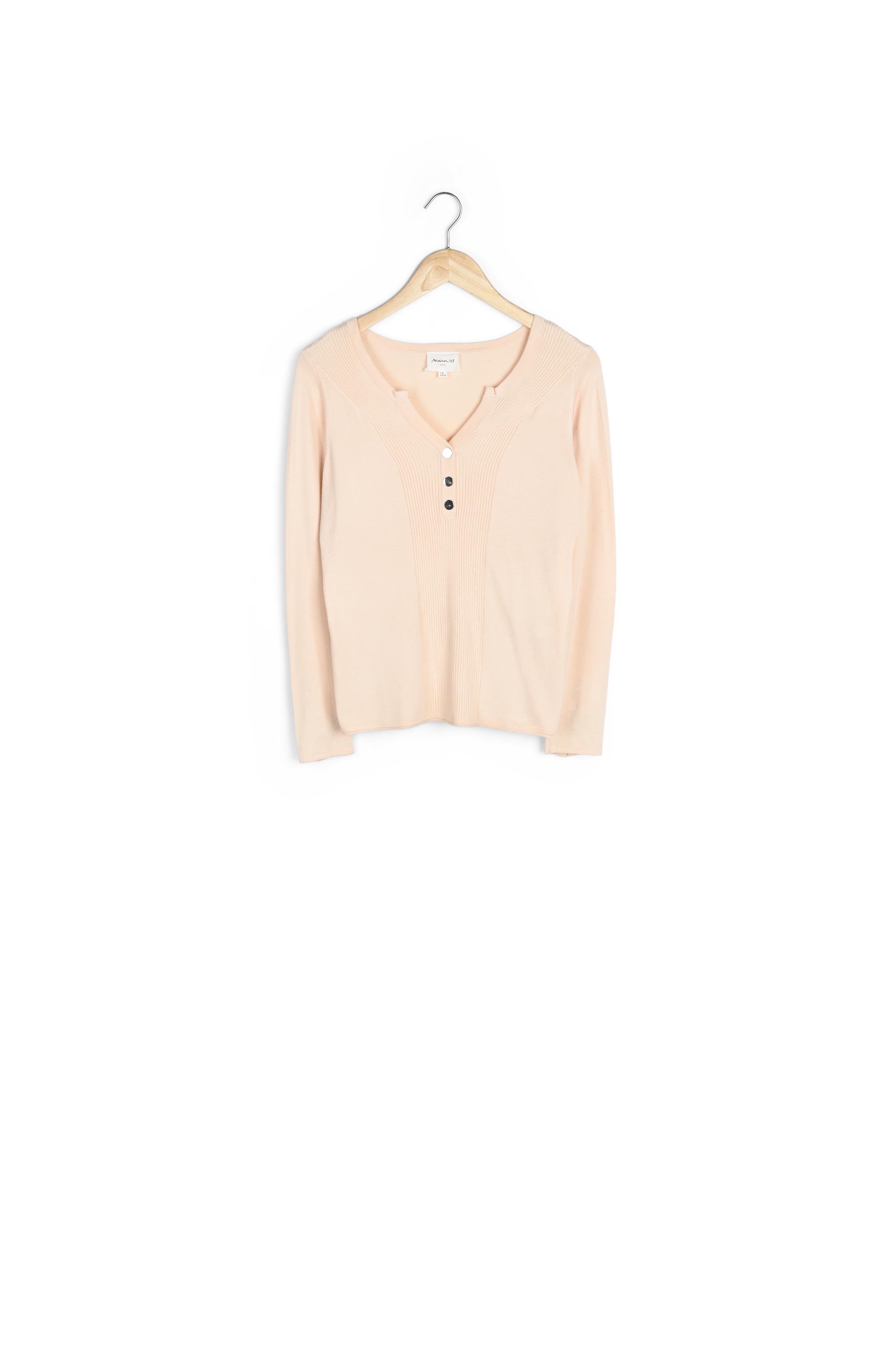 Pull à encolure tunisienne rose Fanny Faume - seconde main