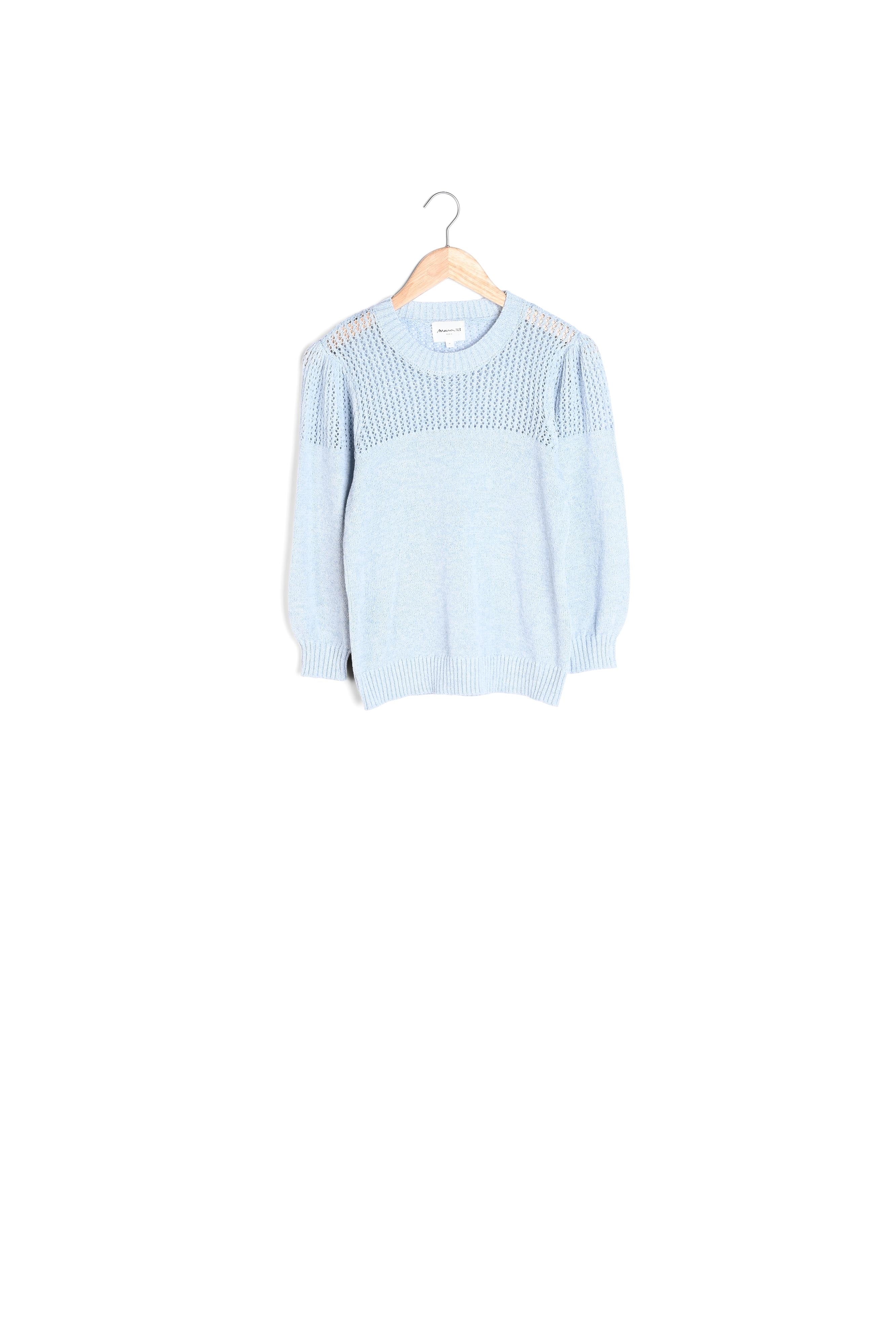 Pull en double maille fine bleu clair Pretty Faume - seconde main
