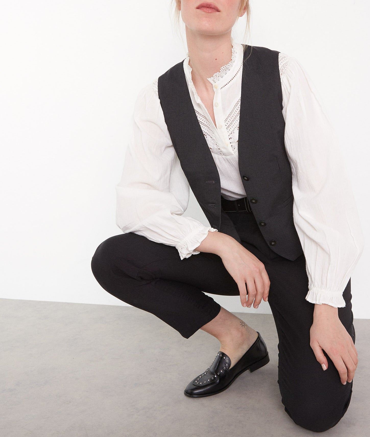 Gilet d'homme sans manches rayé noir Abel Faume - seconde main