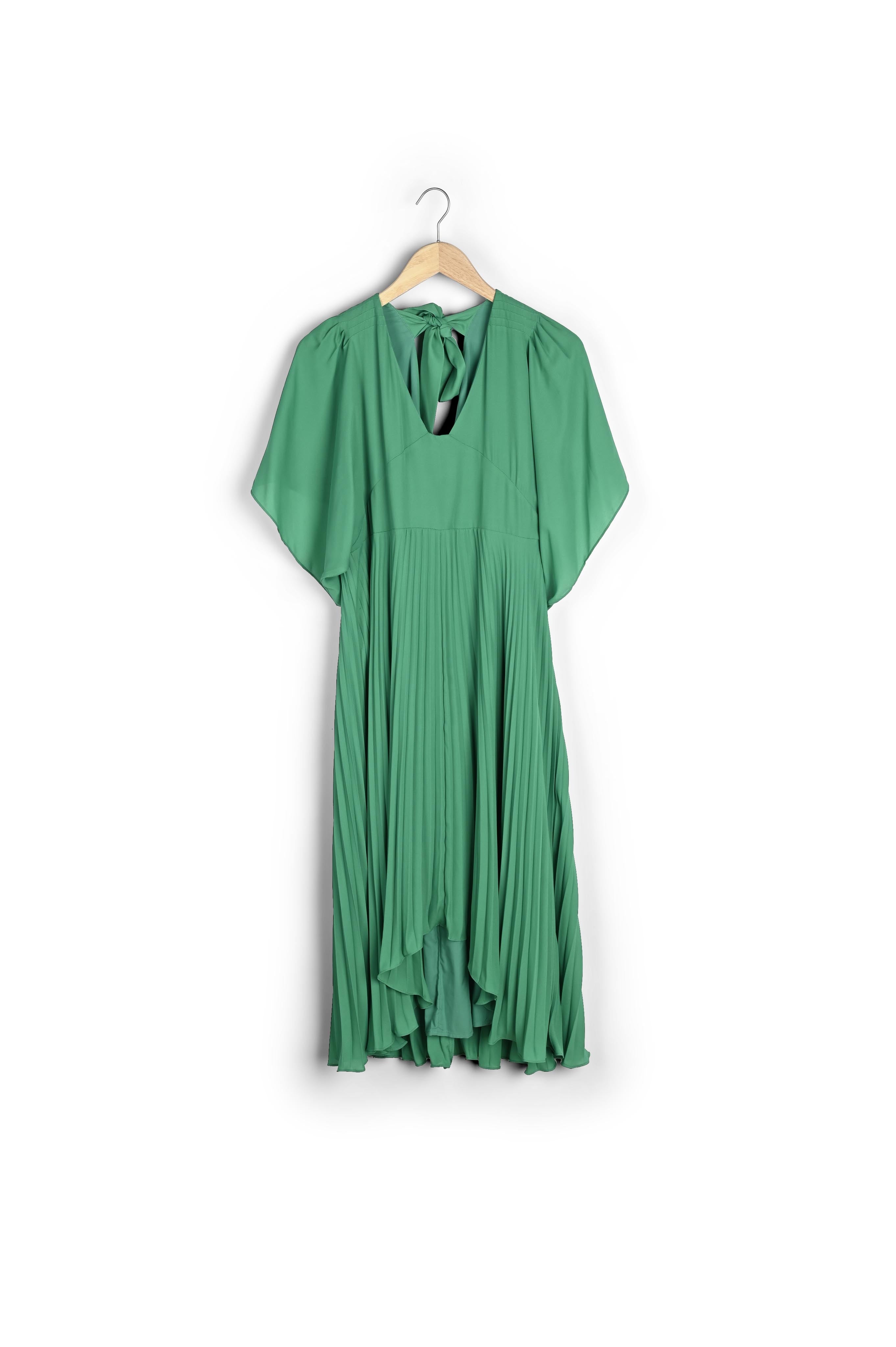 Robe plissée verte Hedwige Faume - seconde main