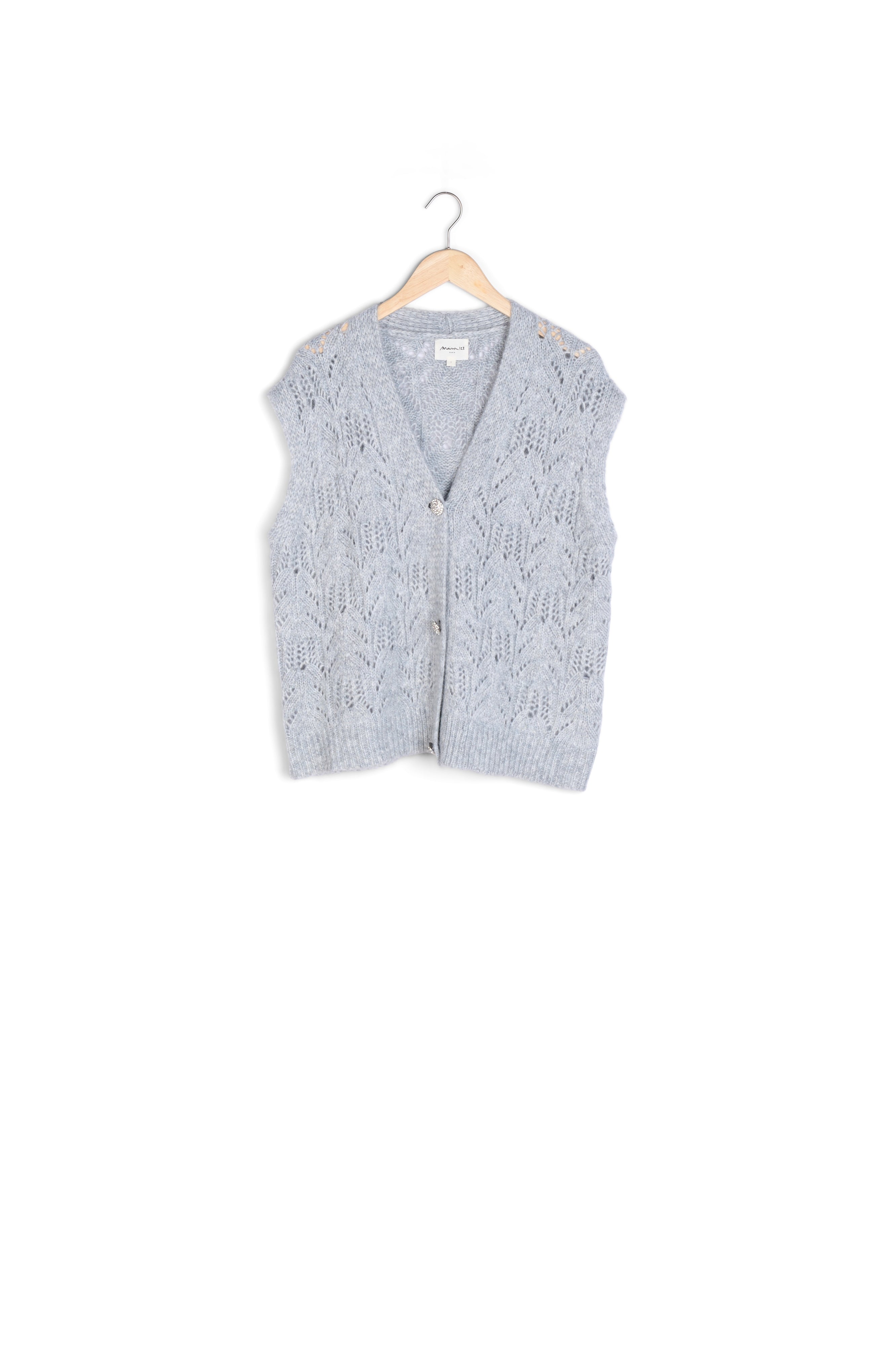 Gilet sans manches ajouré gris chiné Bawer Bis Faume - seconde main