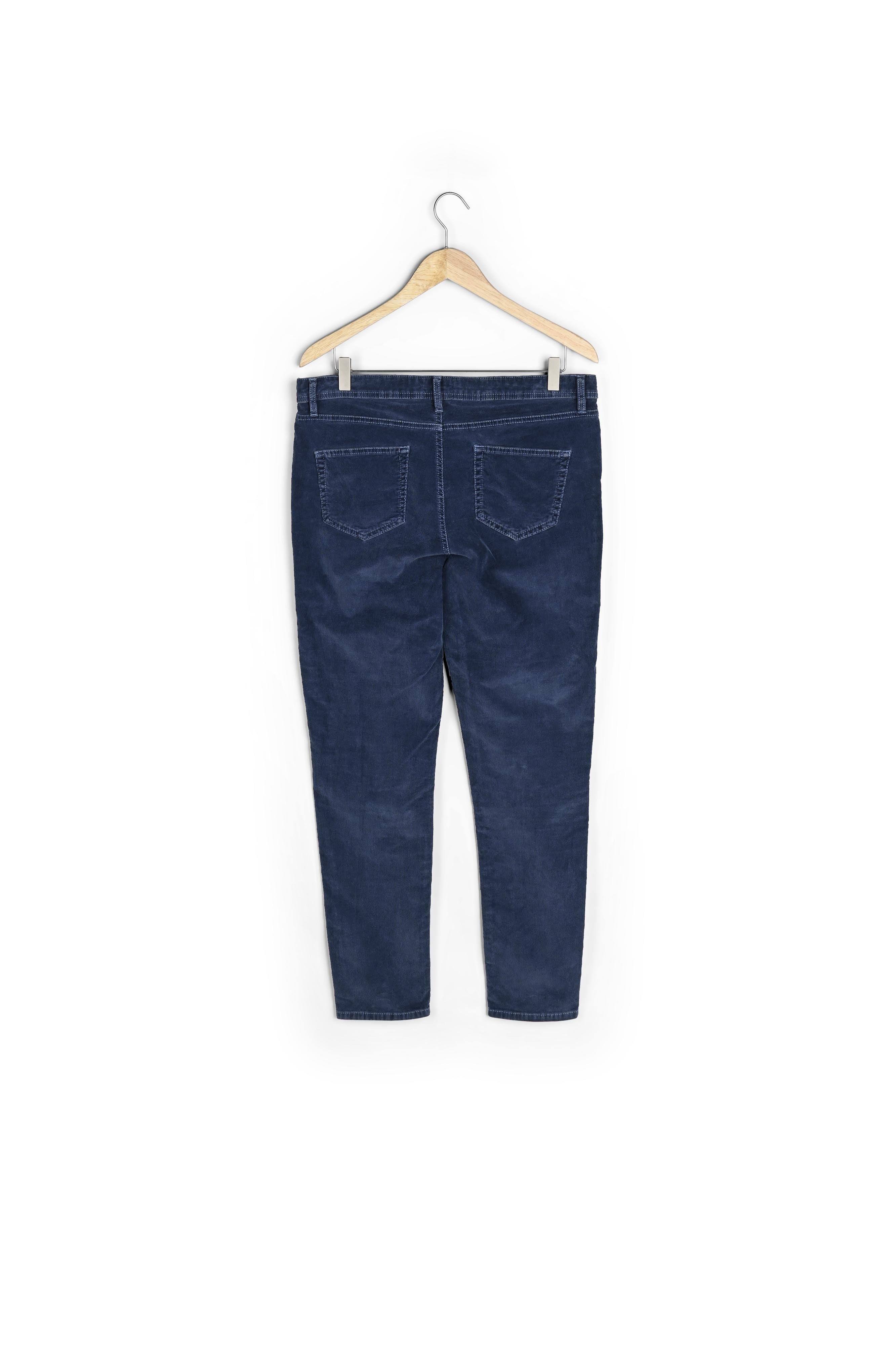 Pantalon slim en velours milleraies bleu Sultan Faume - seconde main