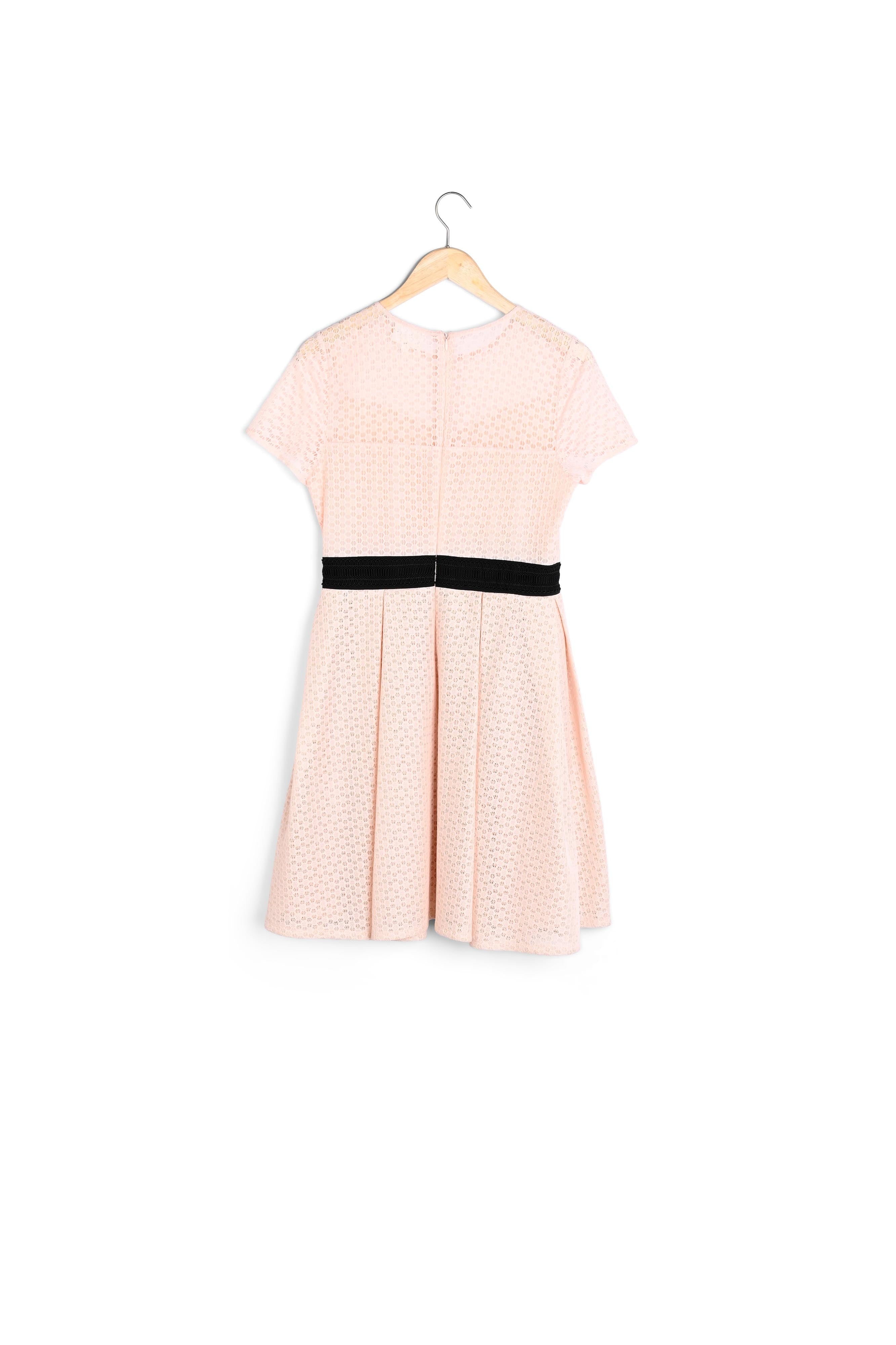 Robe corolle poudre en dentelle Olympe Faume - seconde main