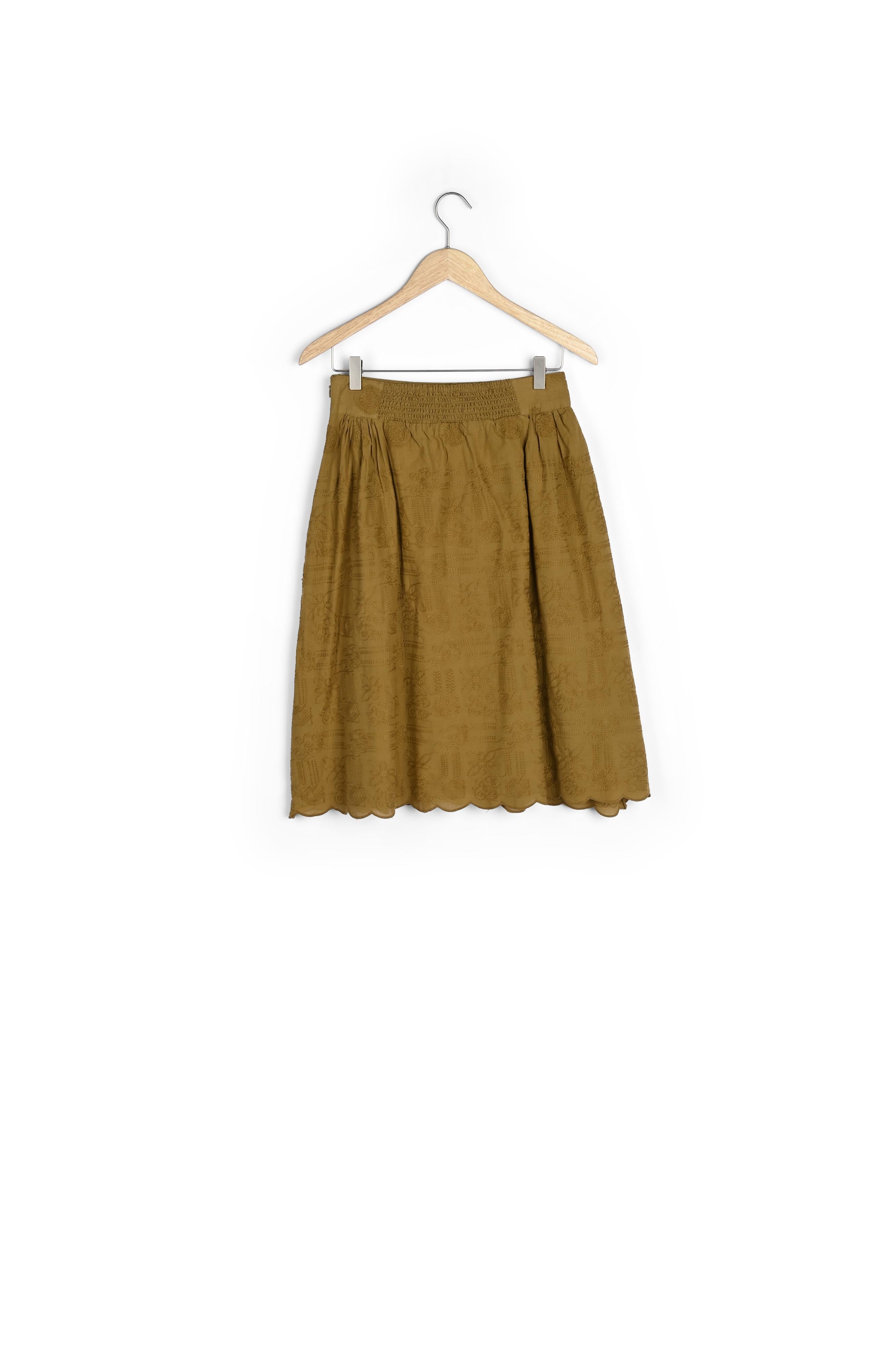 Jupe midi en coton brodée bronze Desideria Faume - seconde main