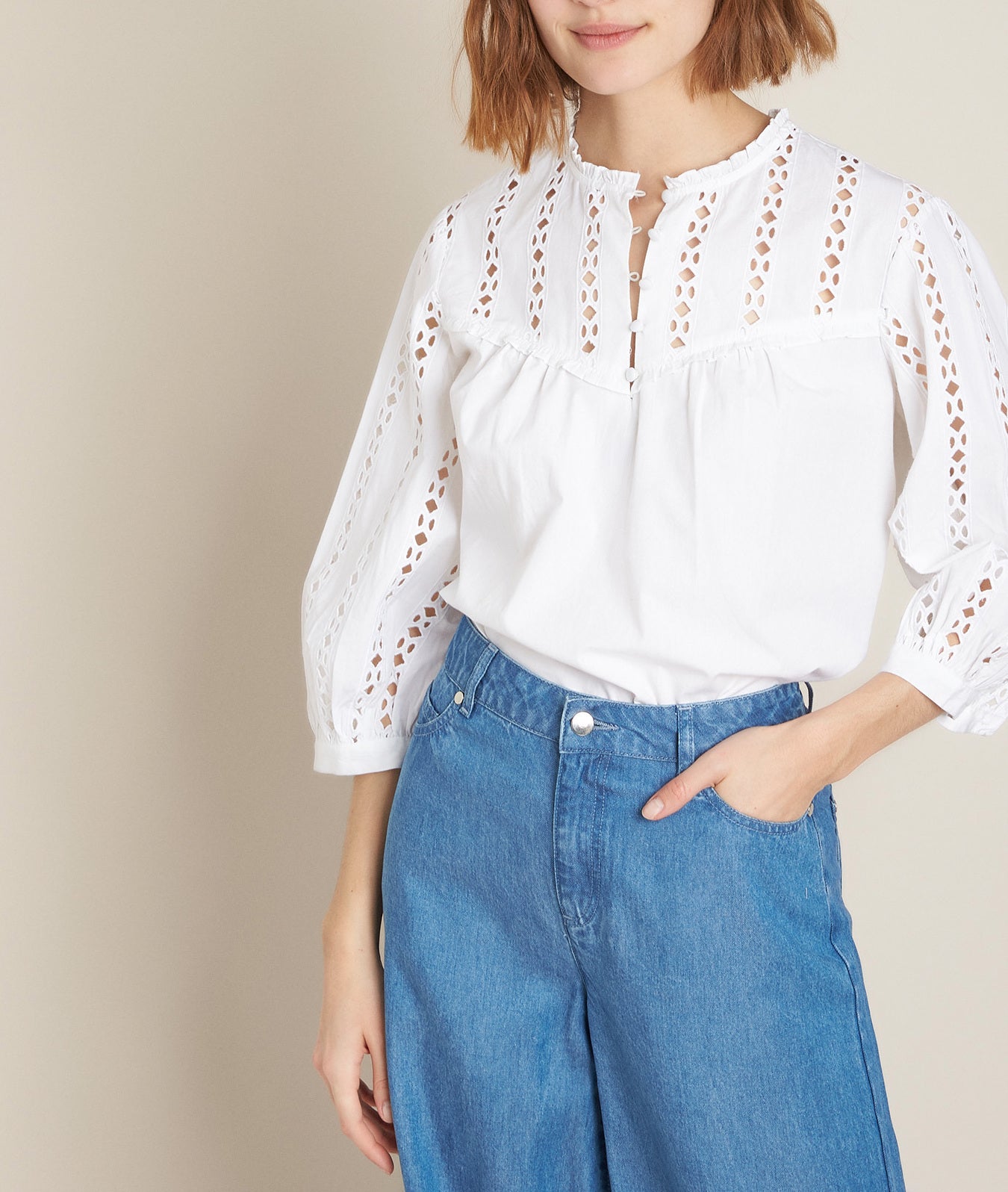 Blouse en dentelle blanche Enola Faume - seconde main