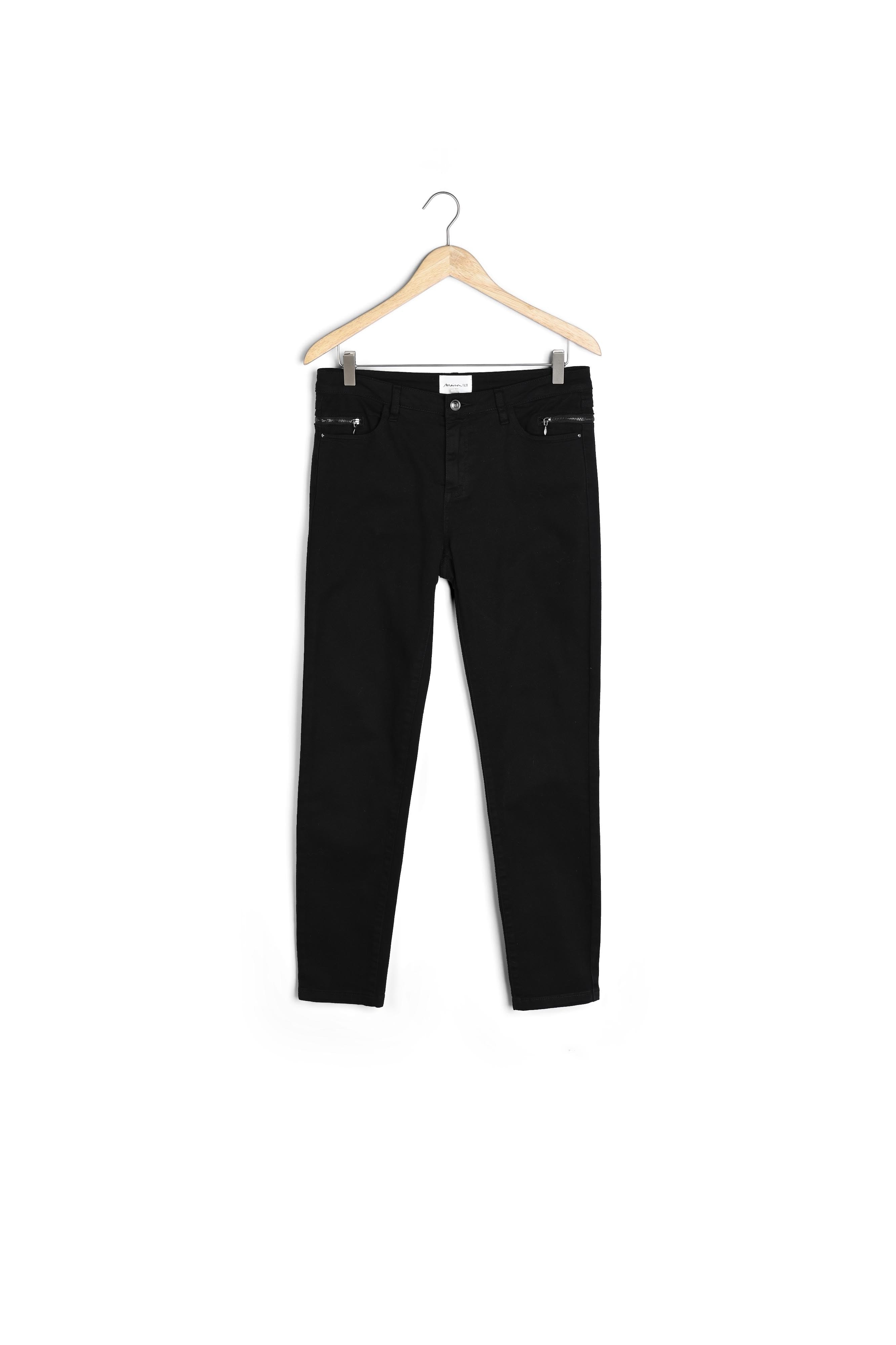 Jean slim en coton noir détail zip Nateo Faume - seconde main