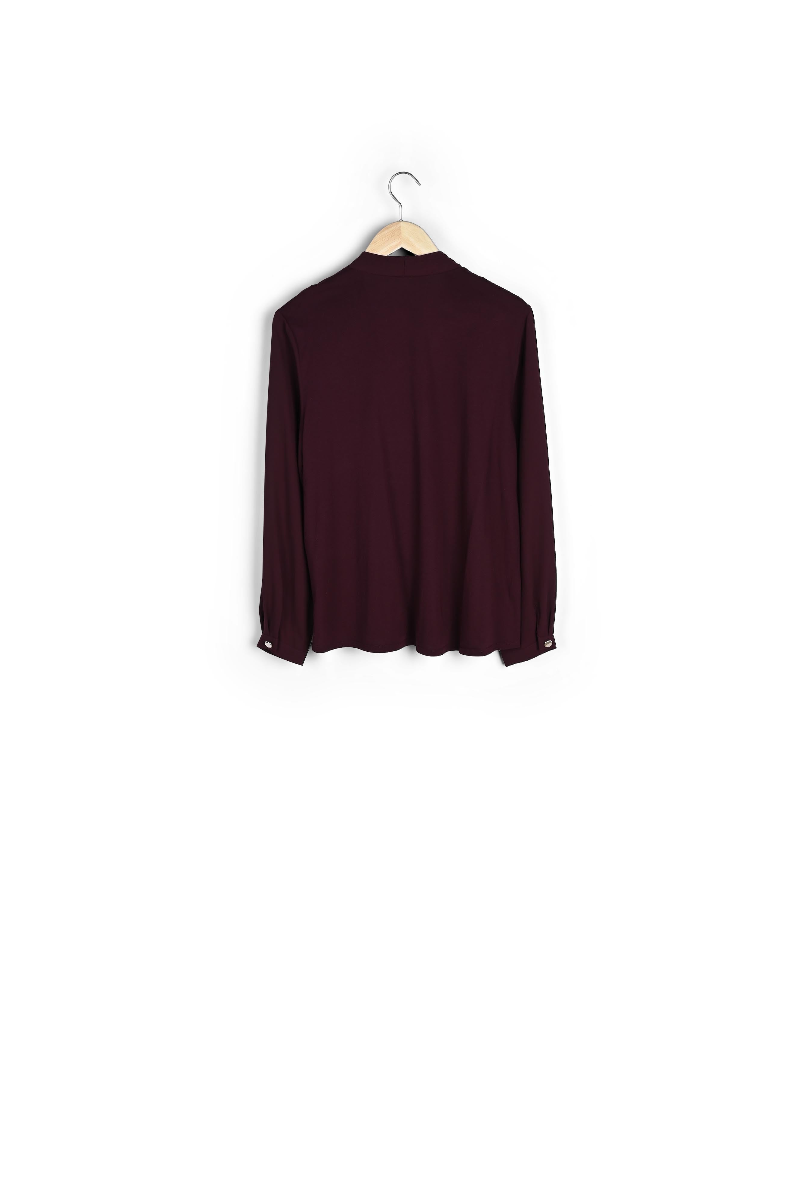 Blouse bimatière col V grenat Davina Faume - seconde main