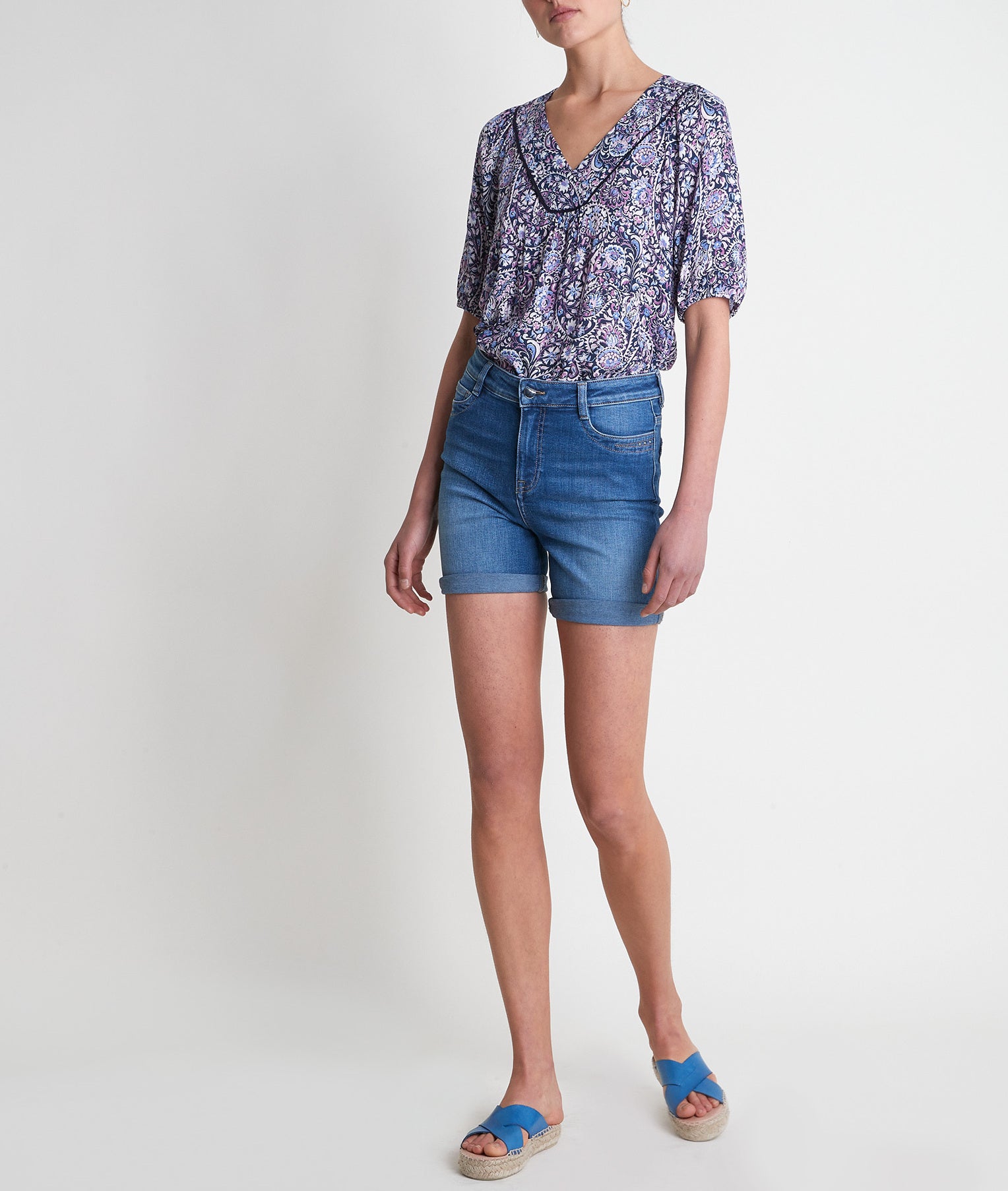 Blouse imprimée bleue Tollya bis Faume - seconde main