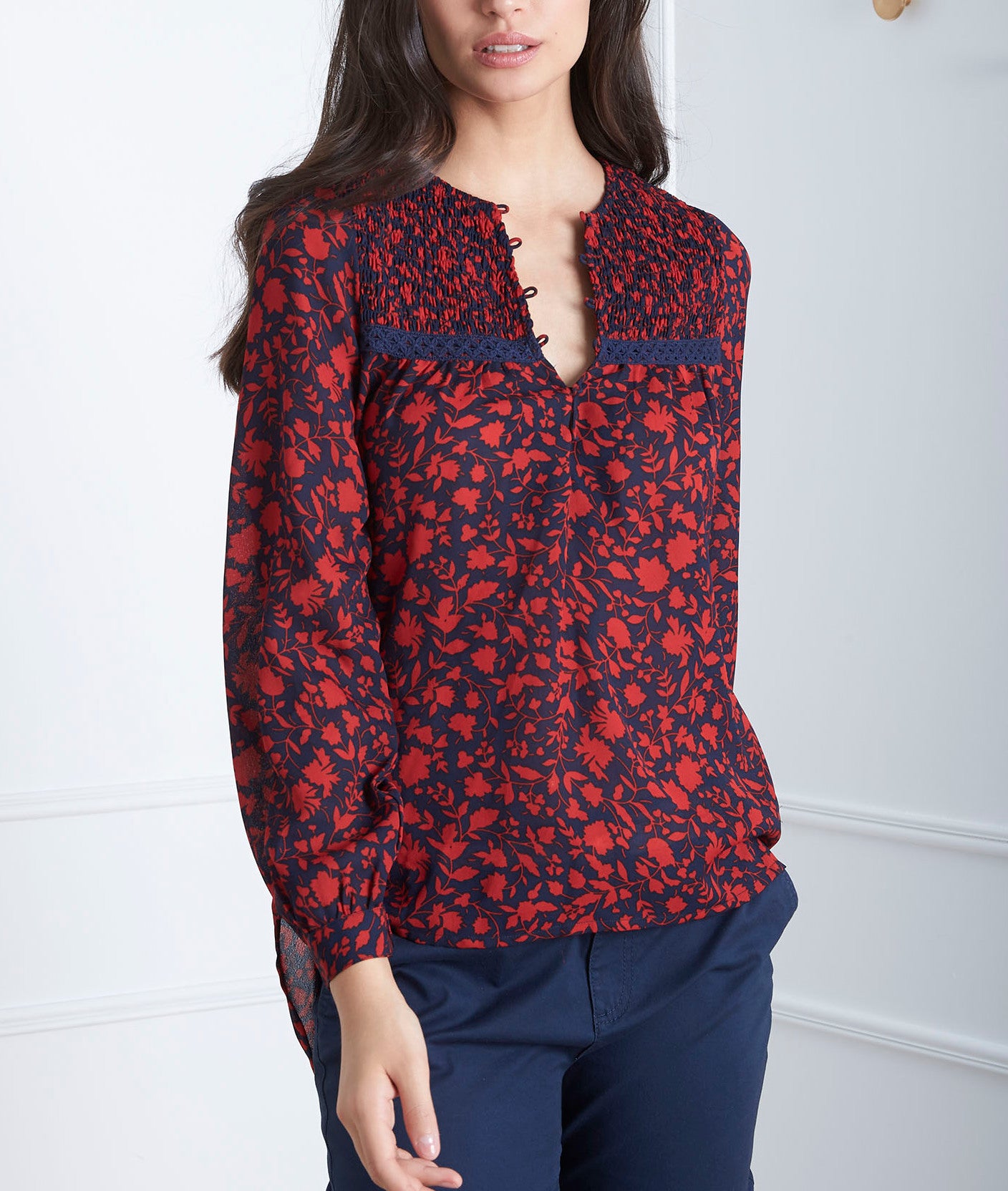 Blouse rouge imprimée Vitae Faume - seconde main