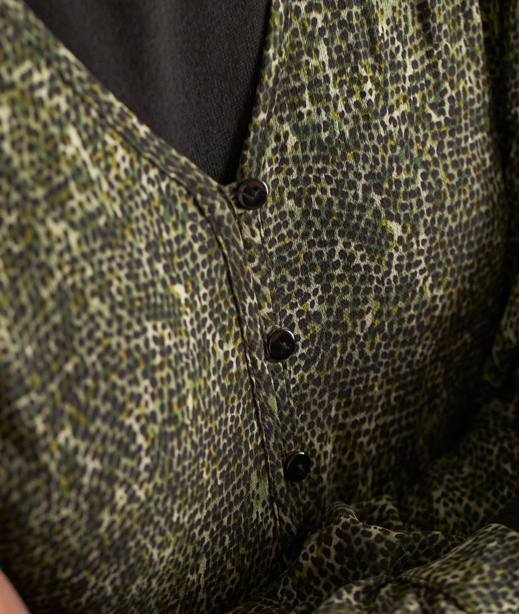 Robe longue imprimée kaki Souad Faume - seconde main