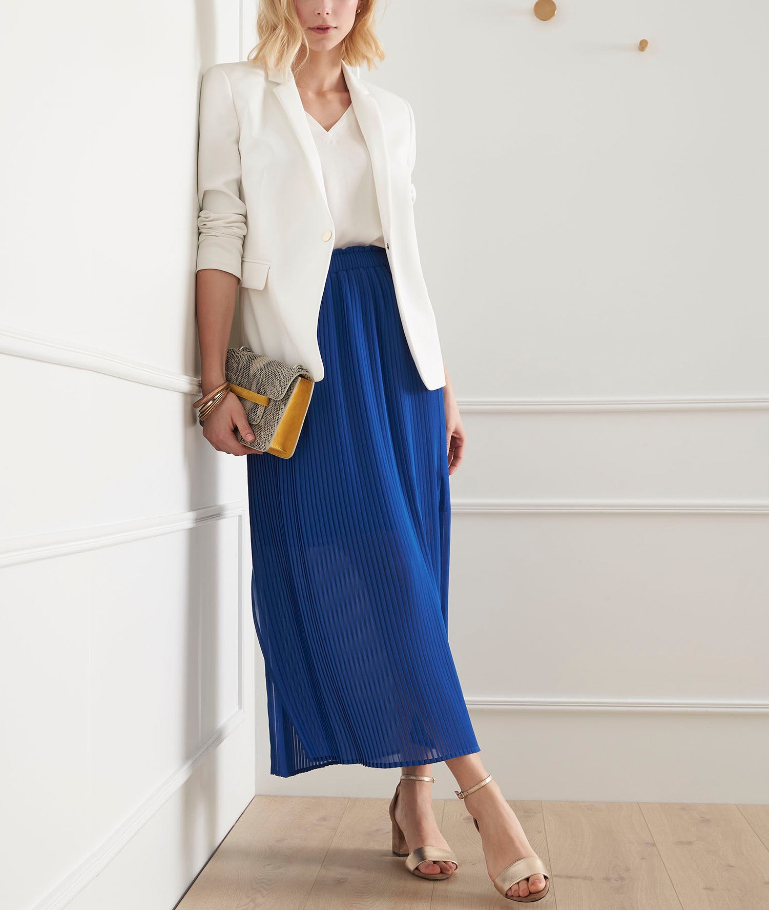 Jupe bleue plissée Sofia Faume - seconde main