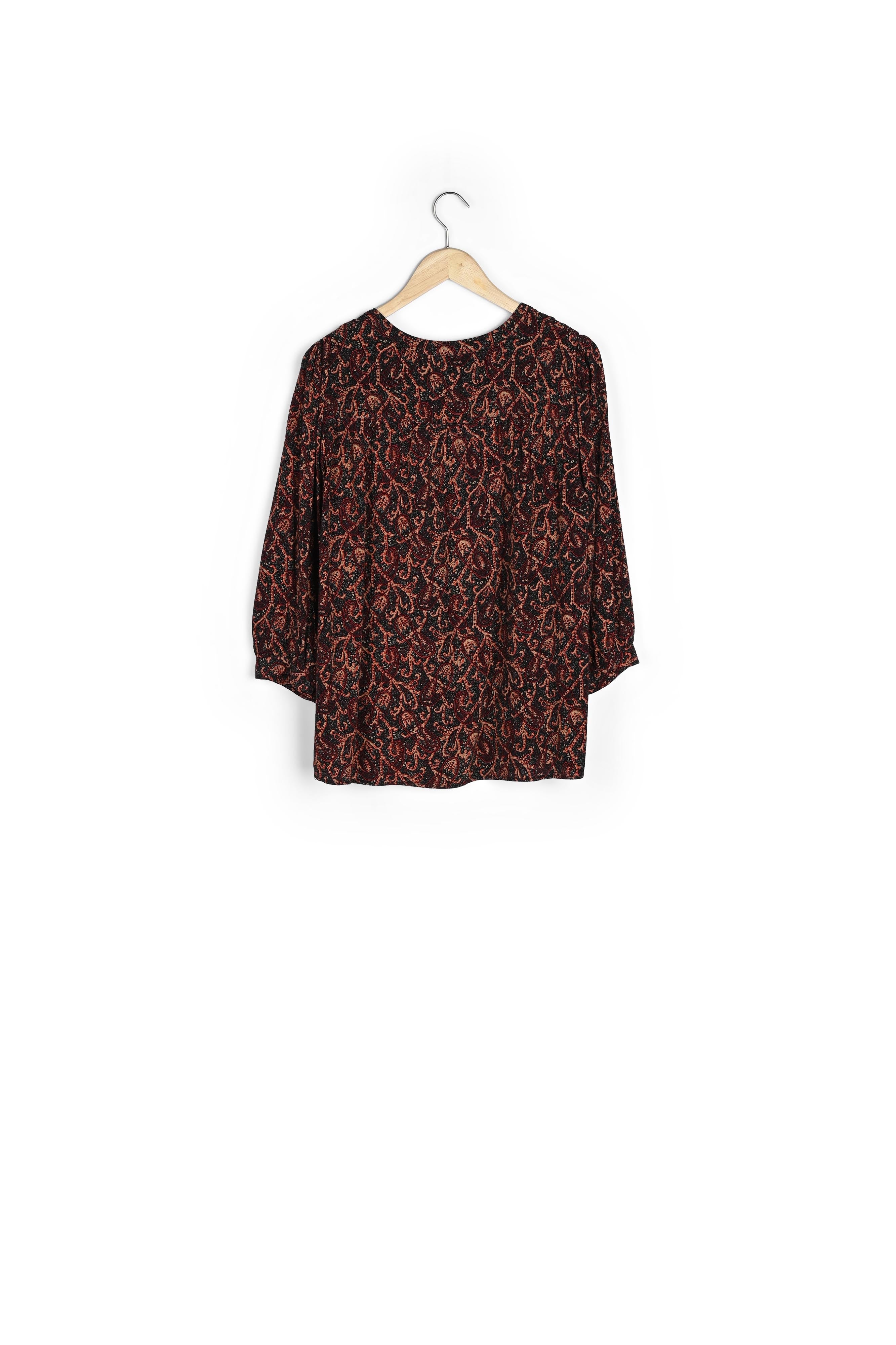 Blouse fluide imprimée brique Elsa Faume - seconde main