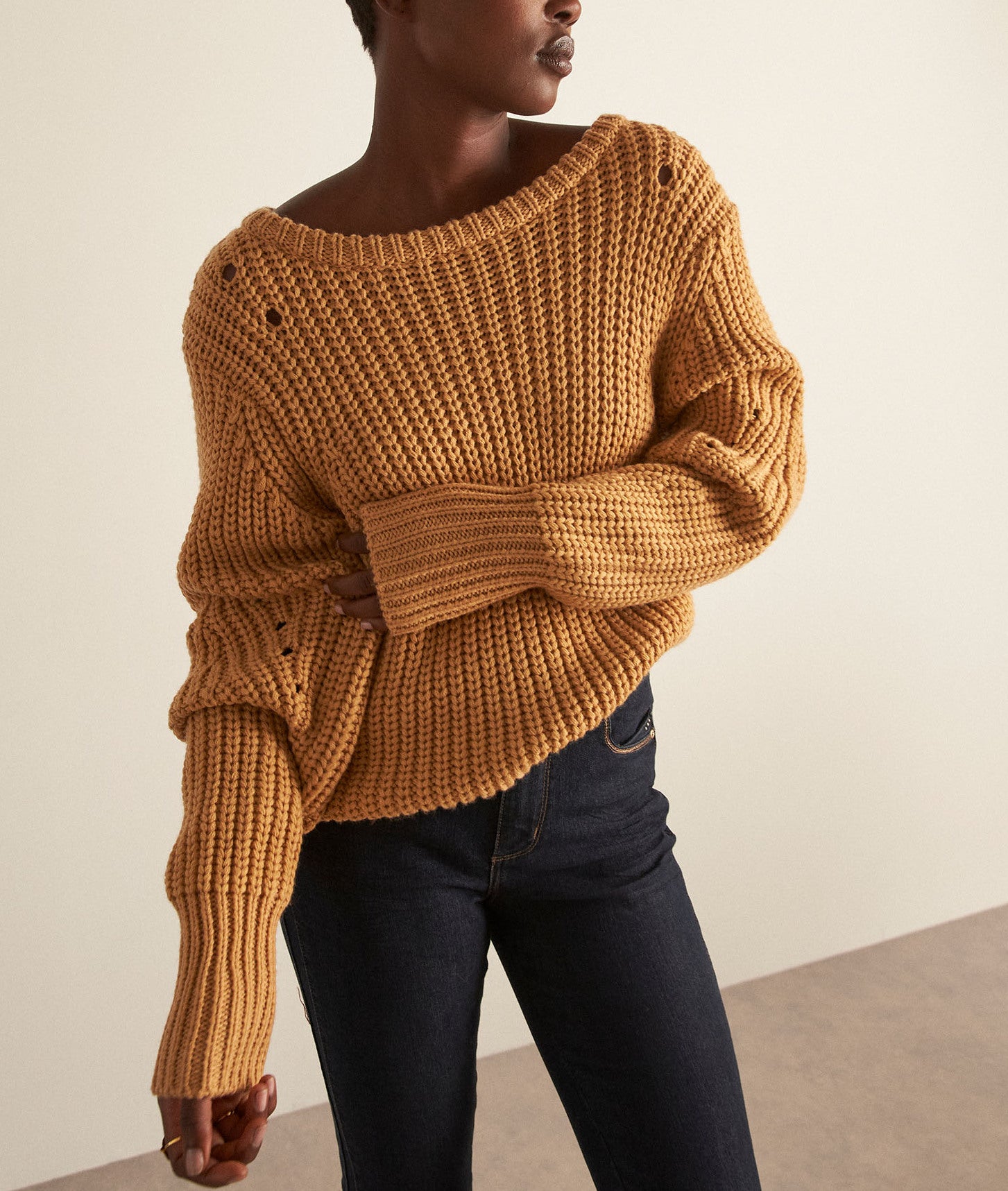 Pull XXL en laine camel Betsy Faume - seconde main