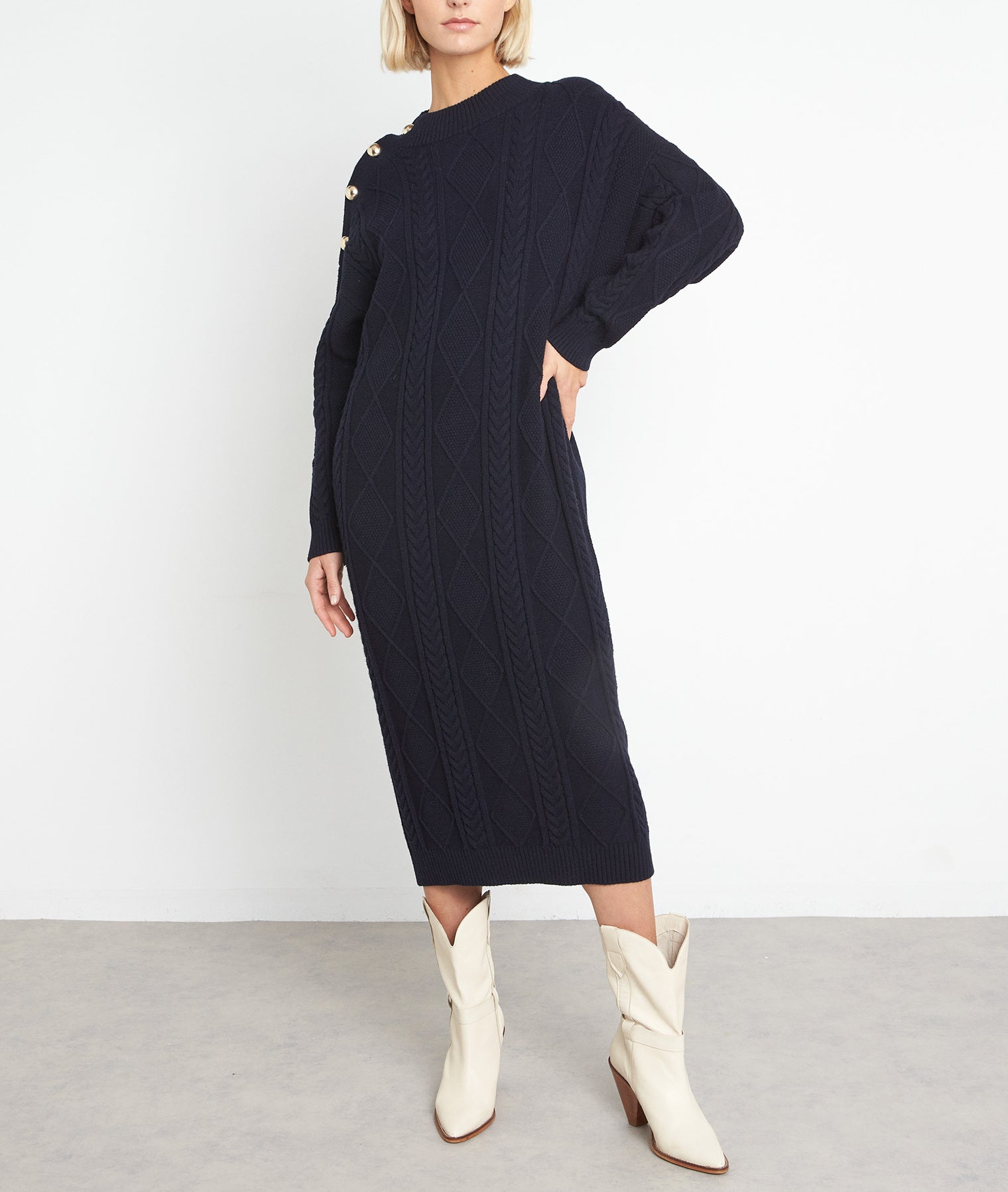 Robe longue en viscose responsable marine Sunshine Faume - seconde main