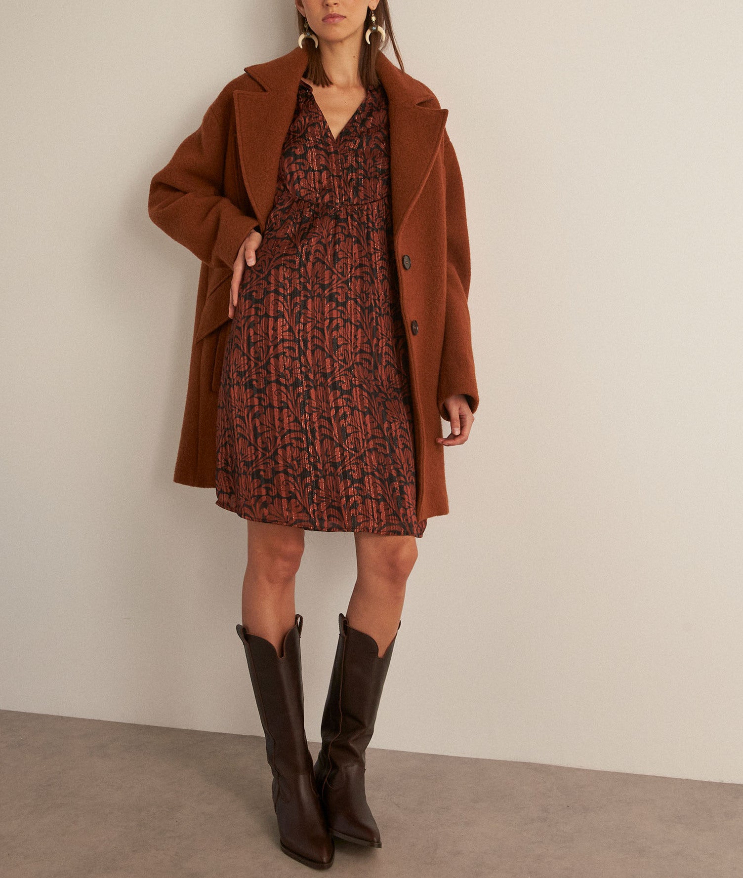 Robe courte imprimée floral rouge Soleil Faume - seconde main