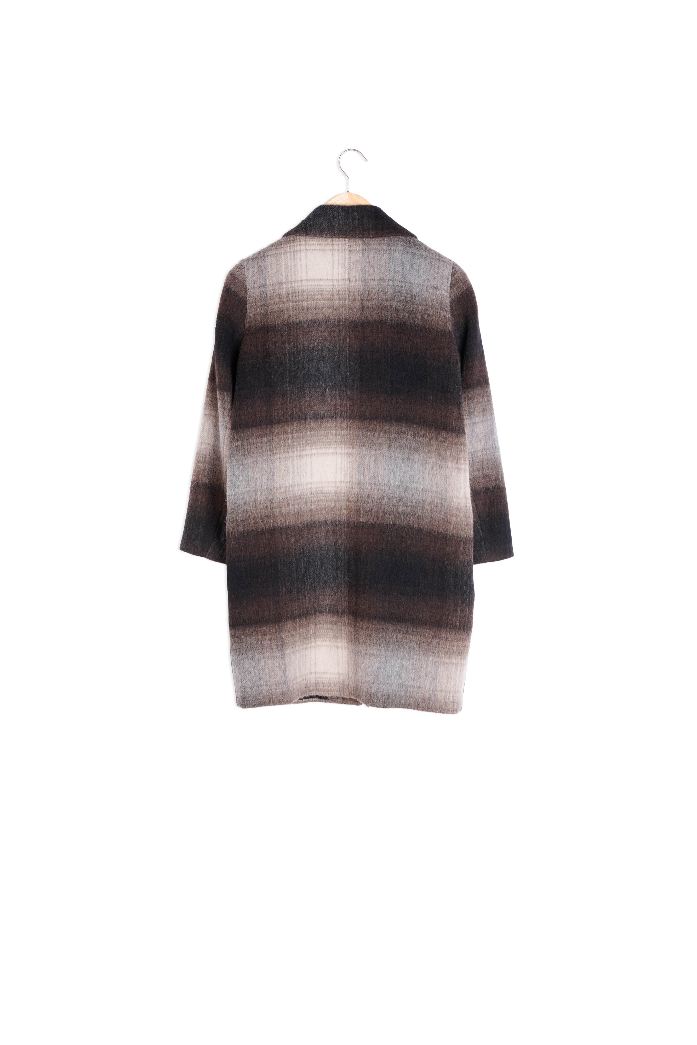 Manteau marron à carreaux en laine recyclée Martin Faume - seconde main