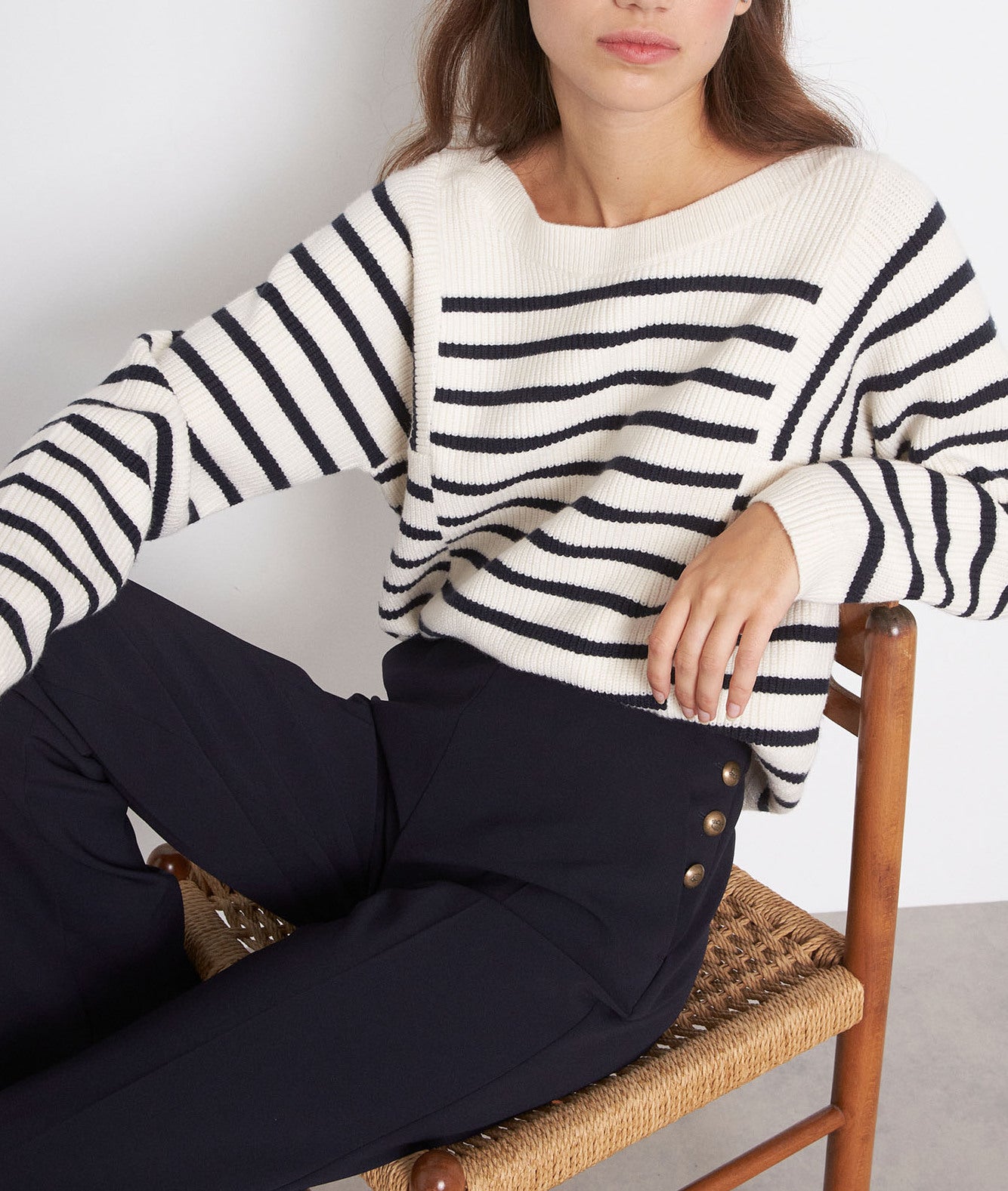 Pantalon de tailleur en microfibre marine David Faume - seconde main