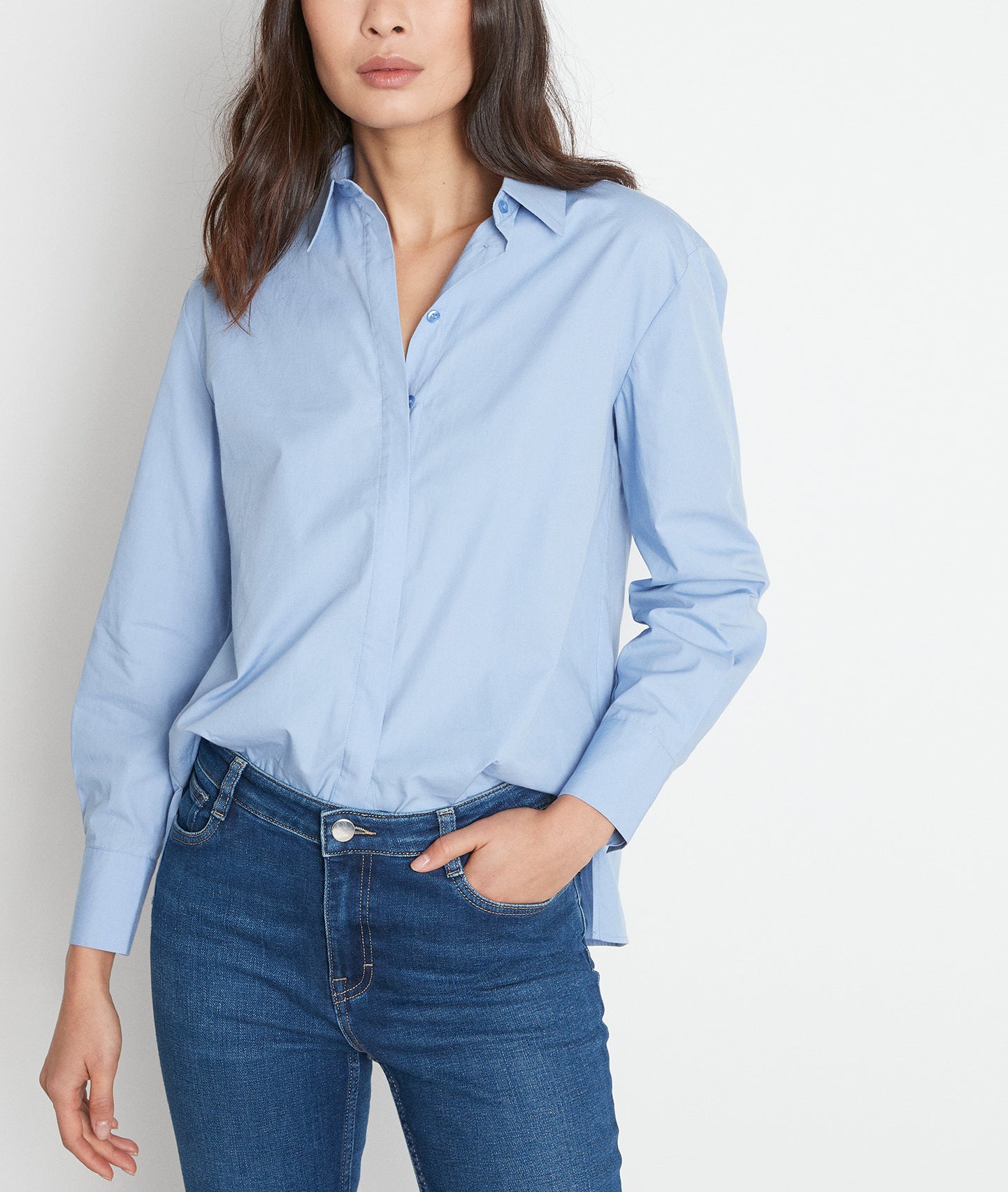 Chemise impeccable en coton bleu ciel Esmeralda Faume - seconde main