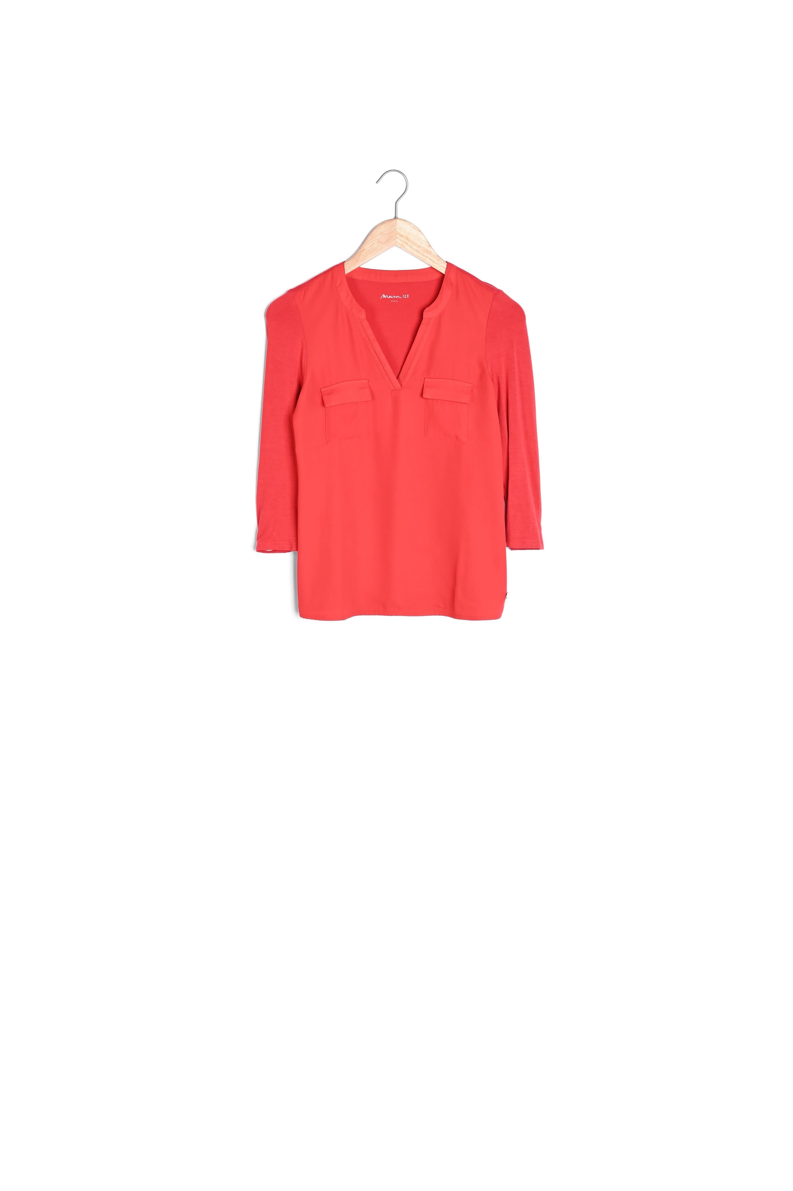 Blouse bimatière rouge Genna Faume - seconde main