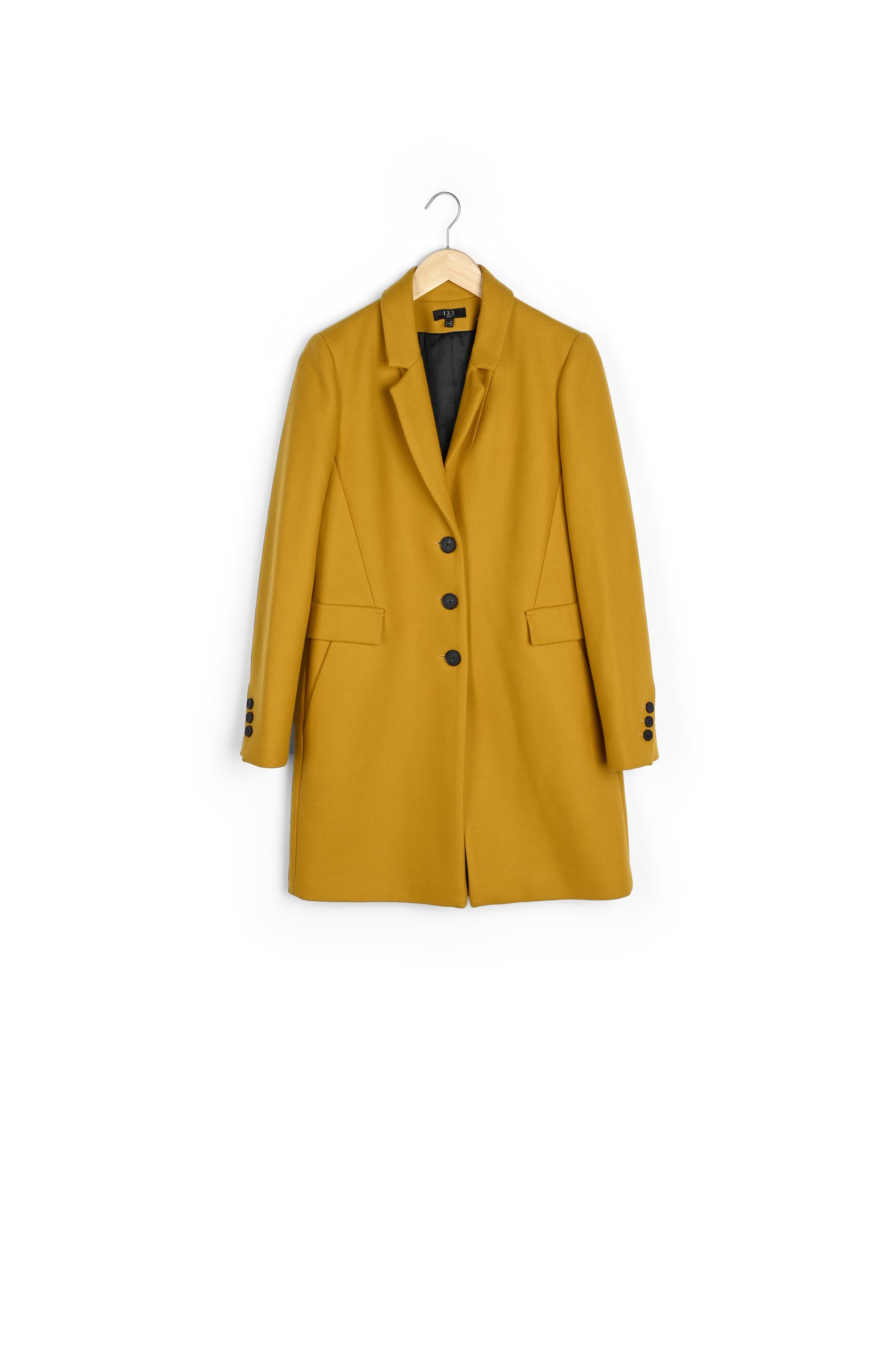 Manteau jaune en laine mélangée droit Plume Faume - seconde main