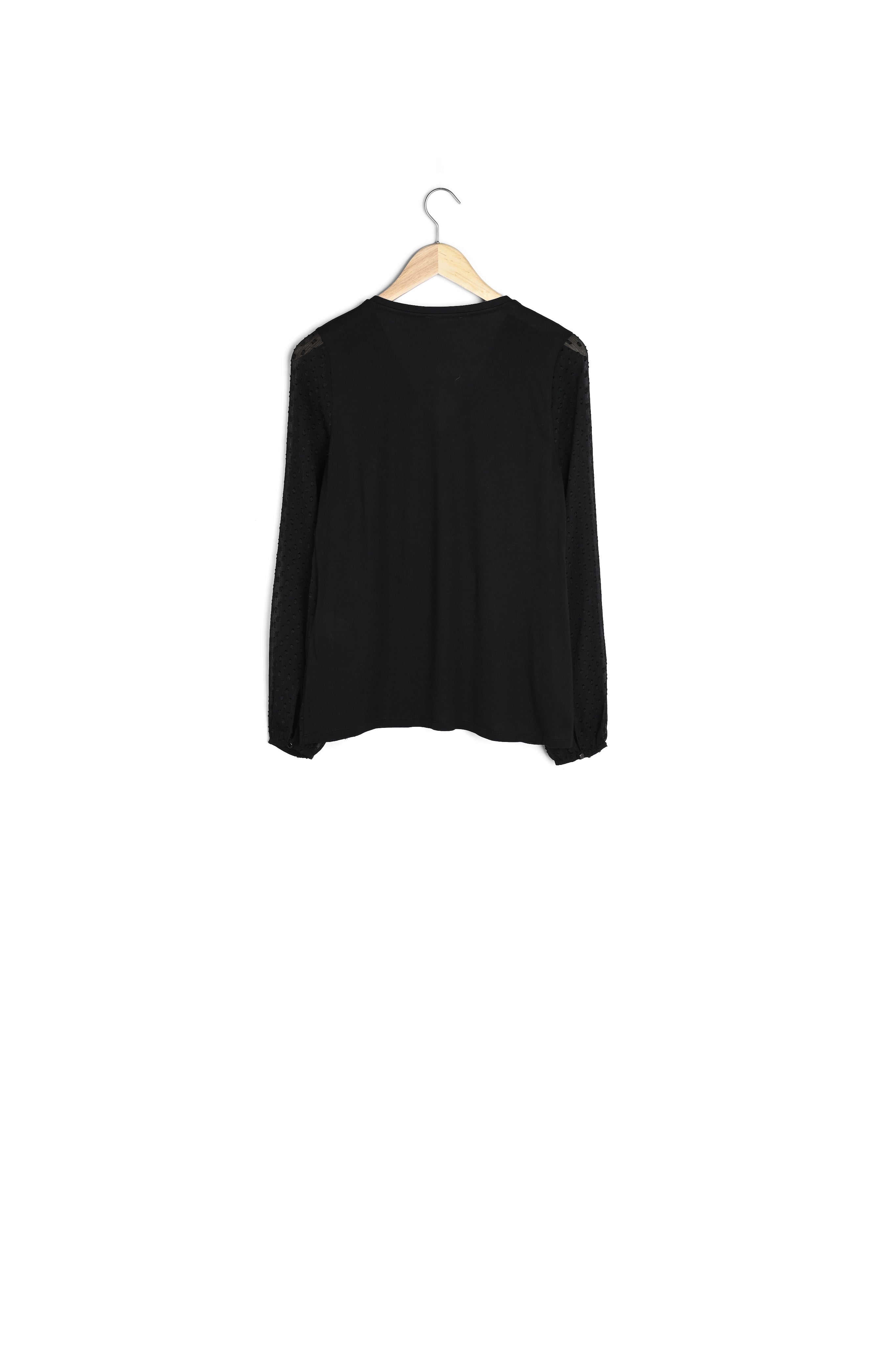Blouse noire à manches longues plumetis Darling Faume - seconde main