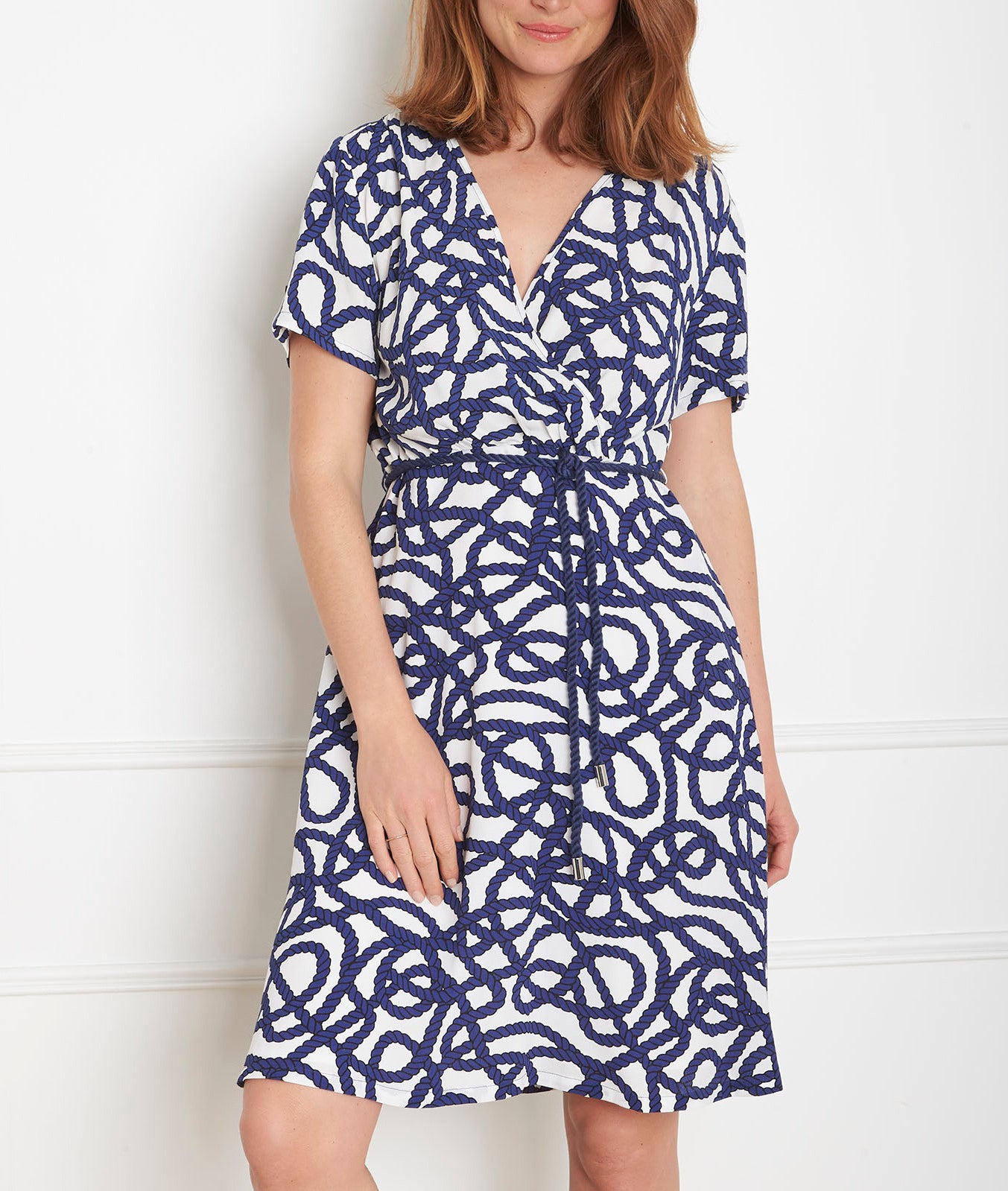 Robe écrue imprimé noeud cache-coeur Louve Faume - seconde main