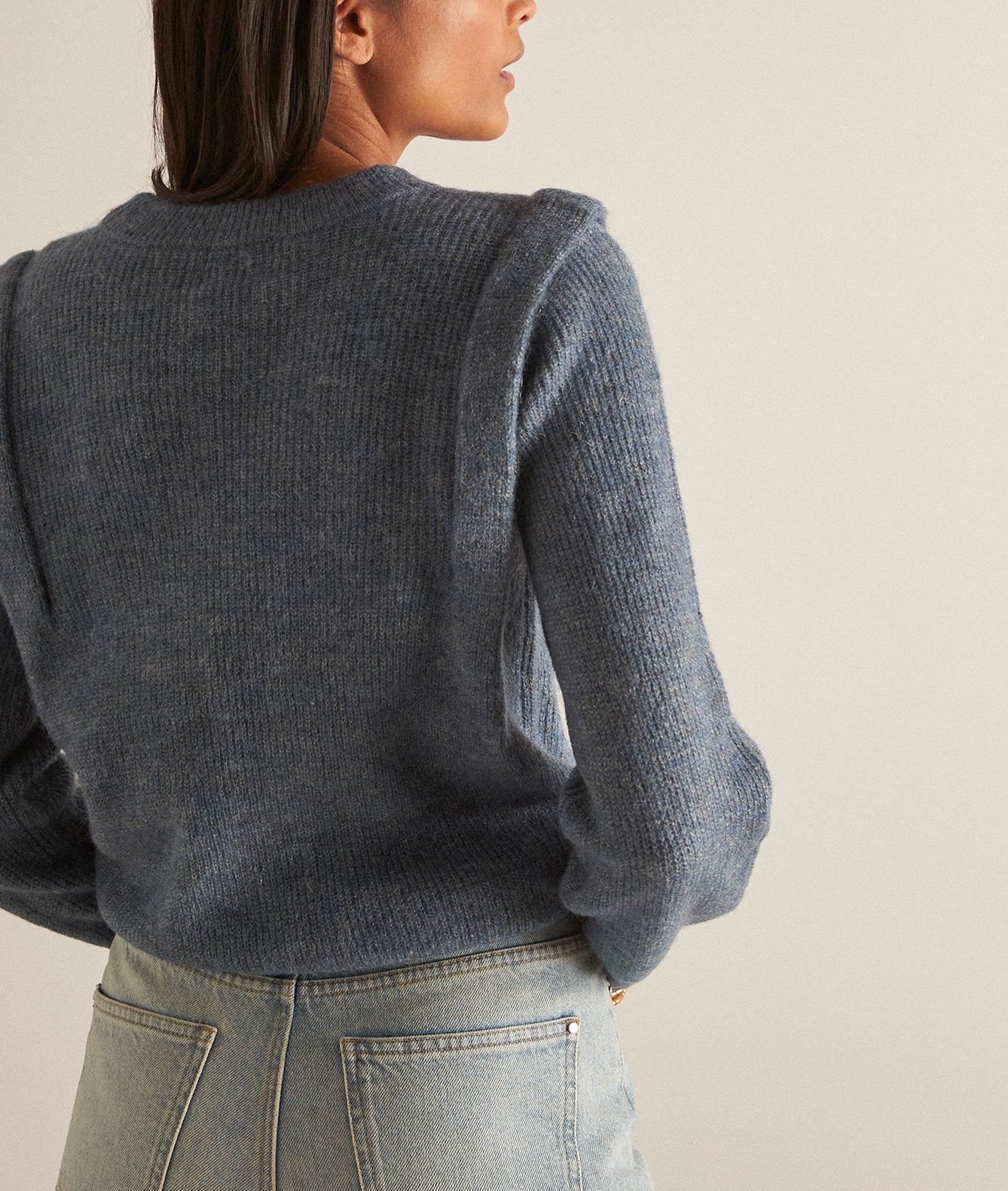 Pull à épaulettes pétrole Bridget Faume - seconde main