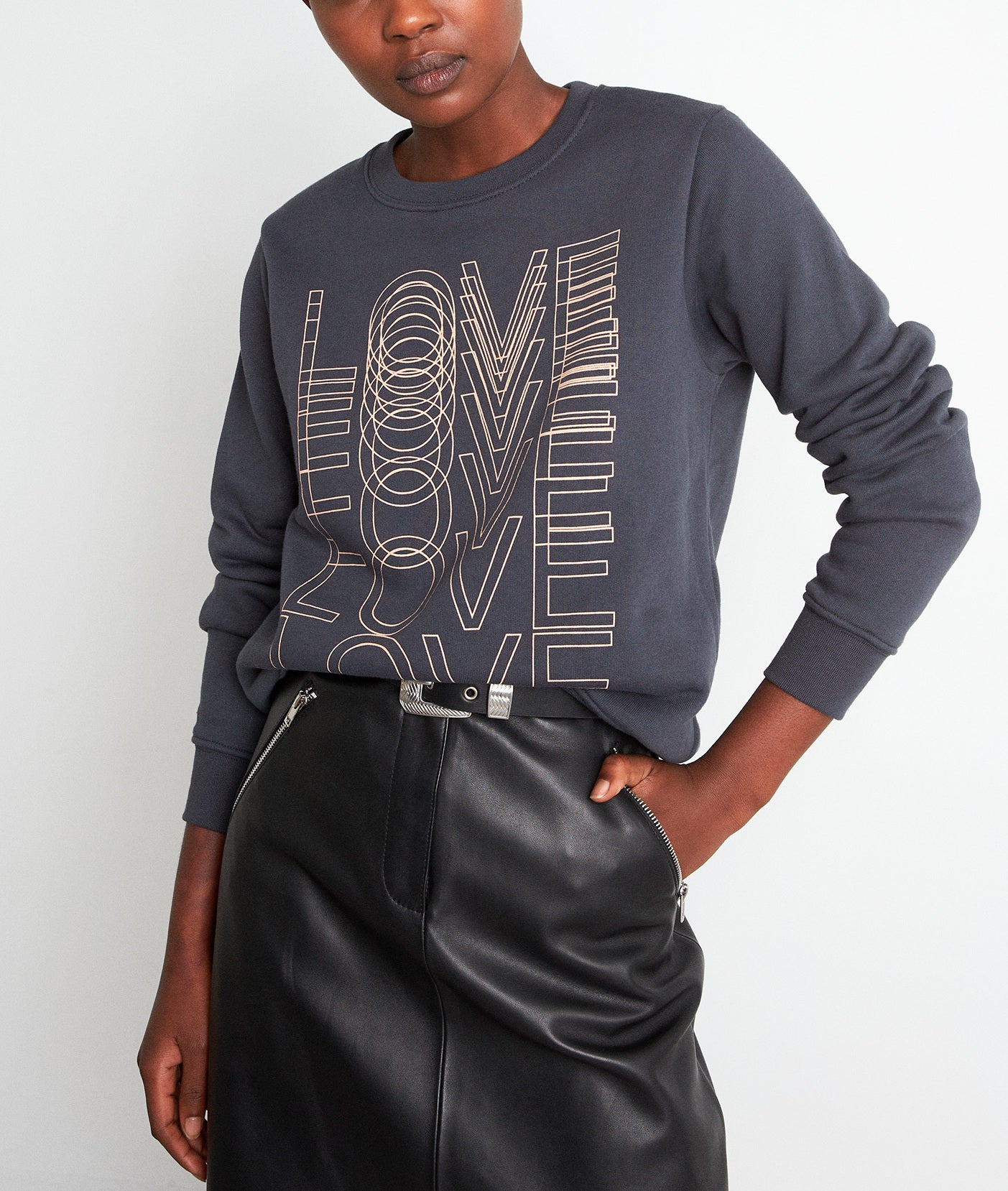 Sweat-shirt à message anthracite Easy Faume - seconde main