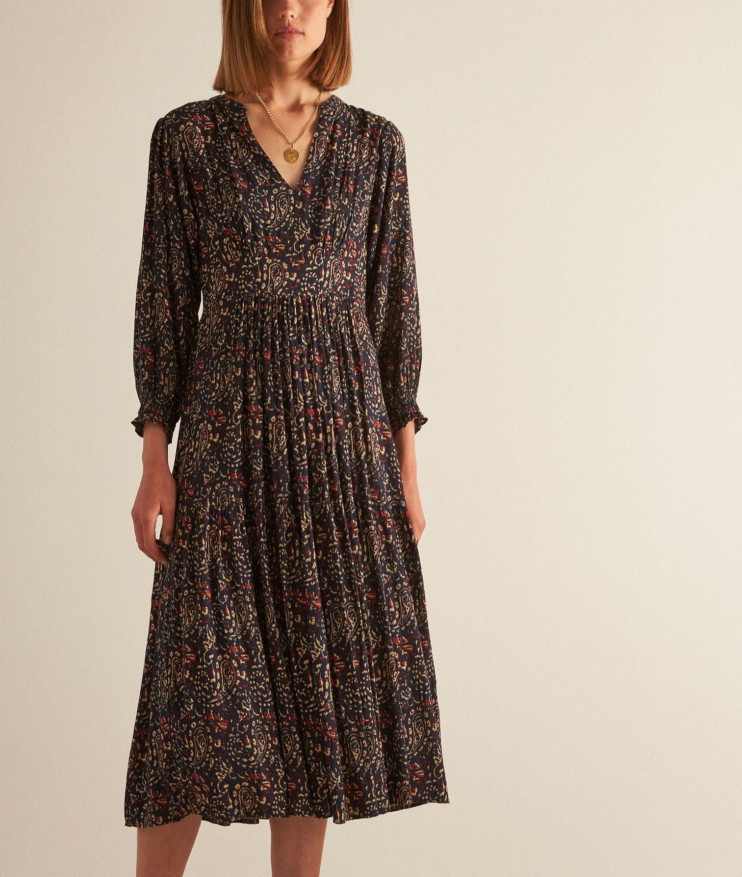 Robe longue imprimée marine HELIANA Faume - seconde main