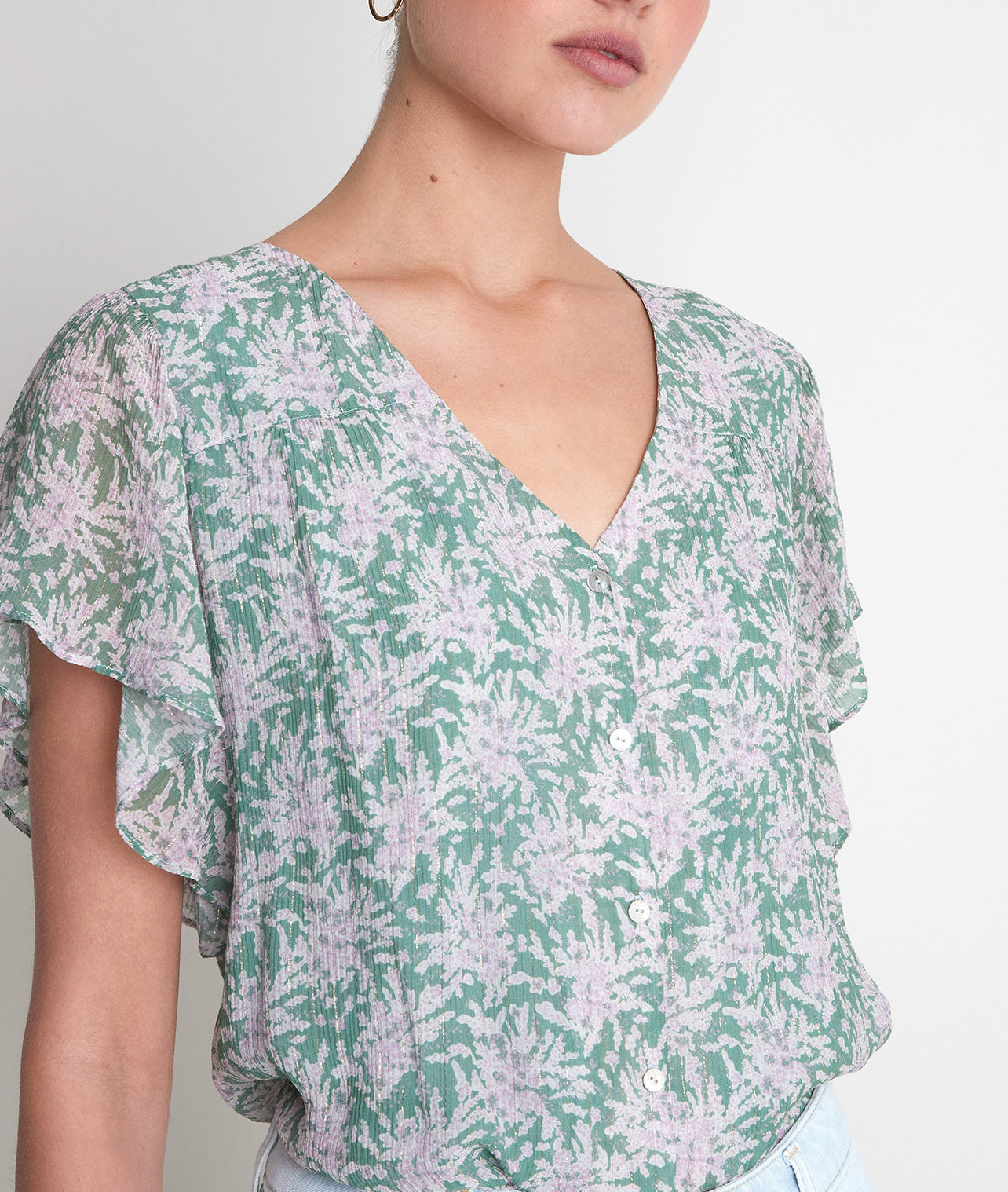 Blouse imprimée mauve pâle Elou Faume - seconde main