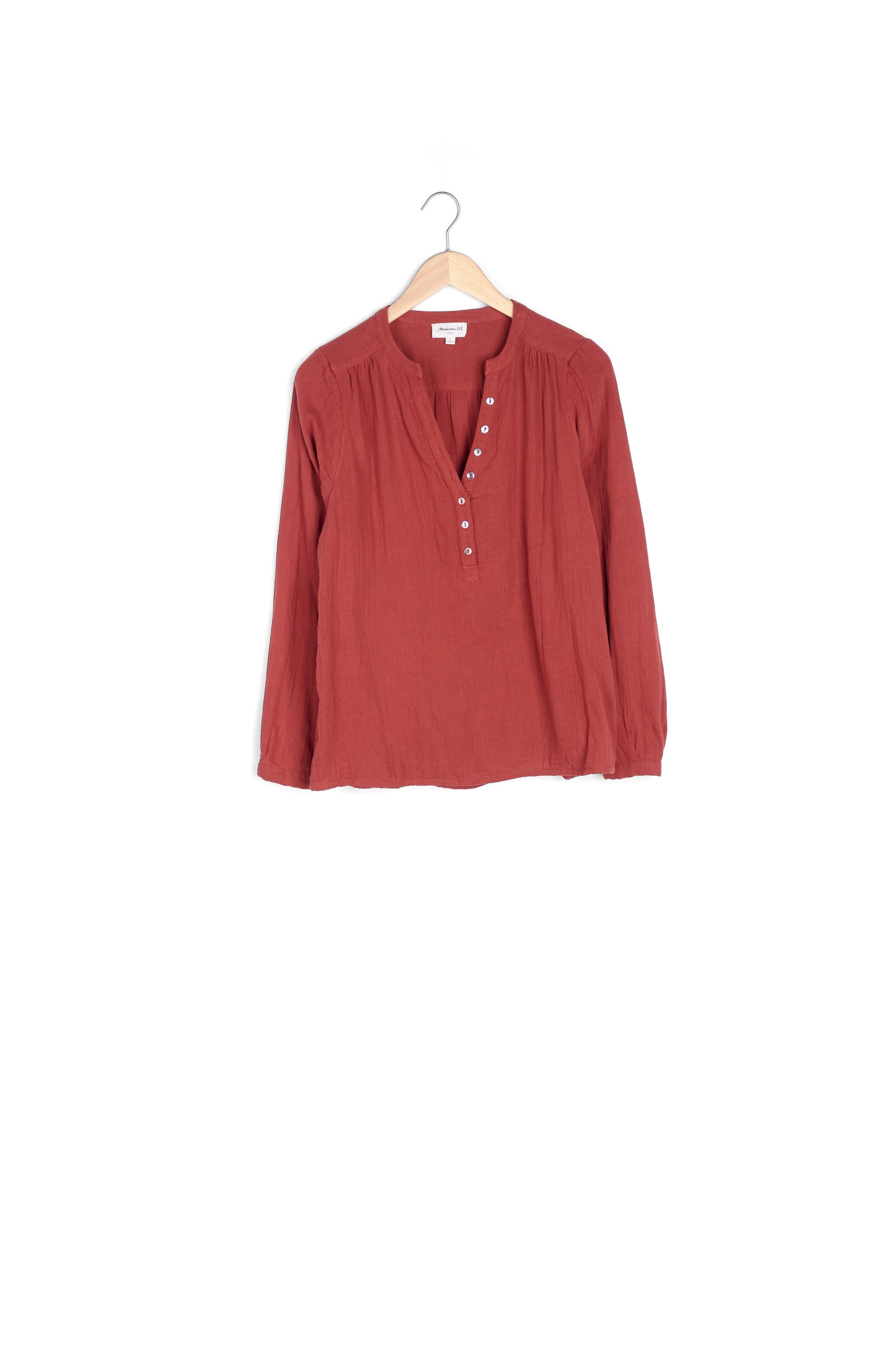 Blouse en gaze de coton brique Laeti Faume - seconde main