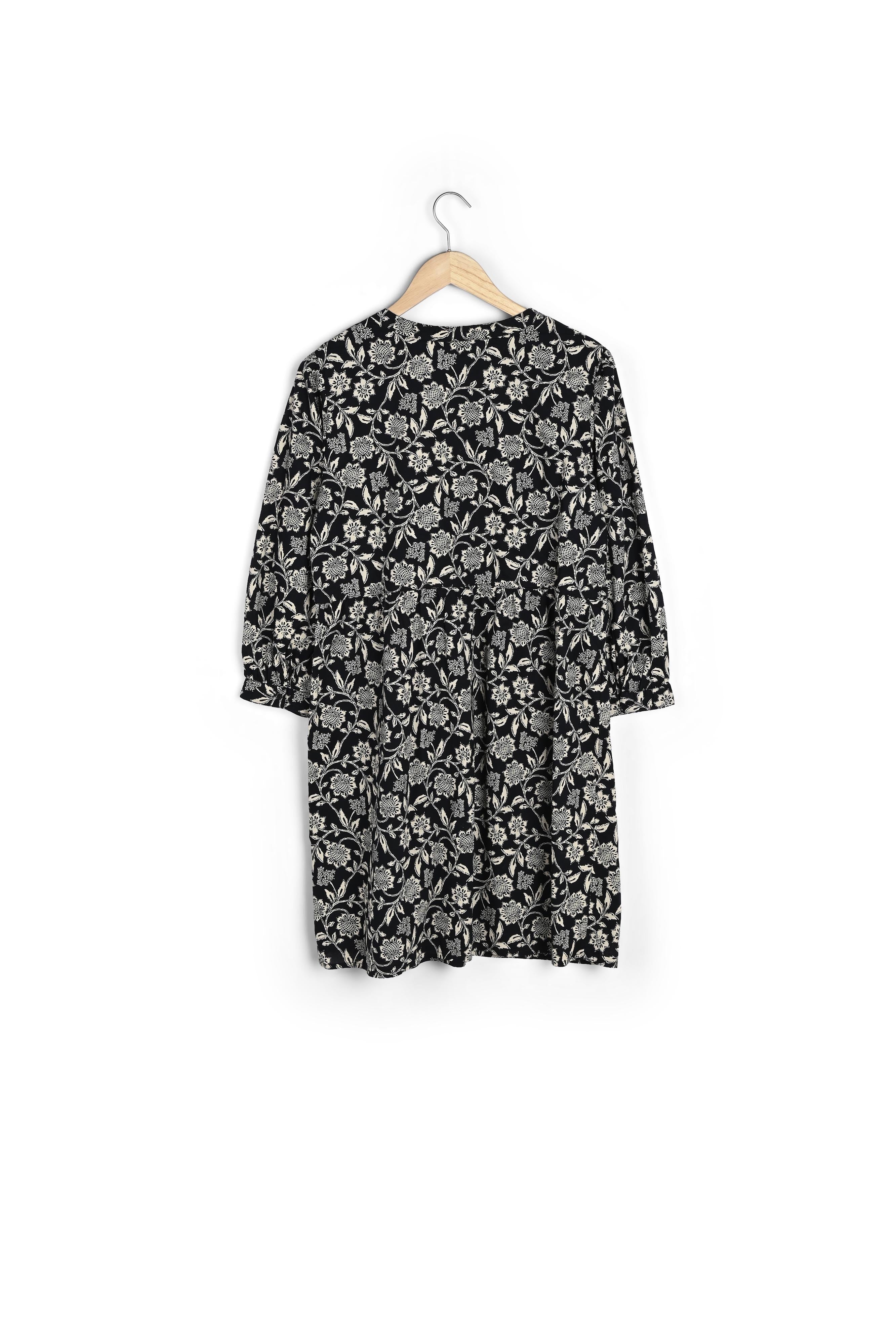 Robe courte en coton imprimé noir Calypso Faume - seconde main