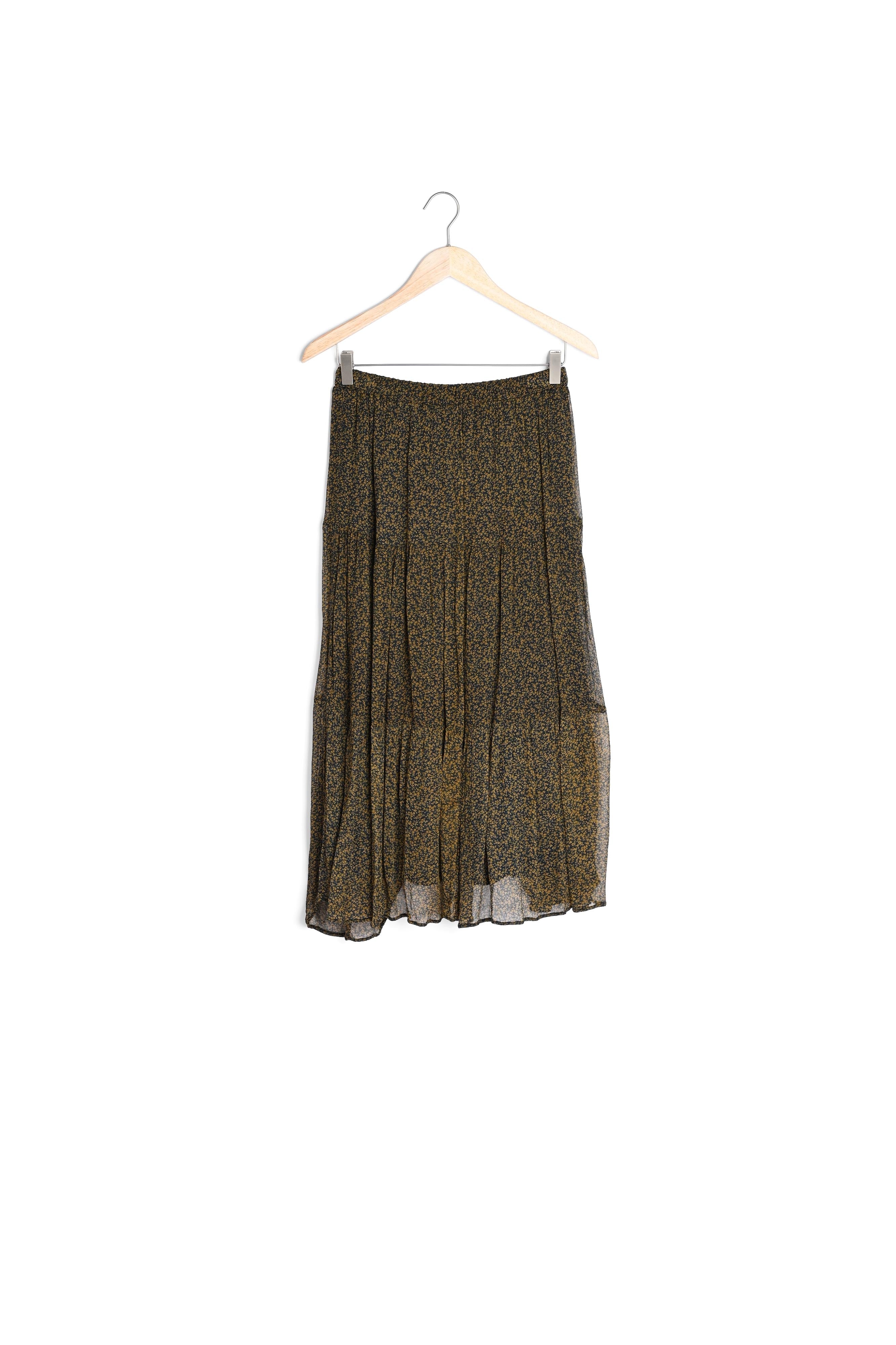 Jupe longue imprimée bronze et marine Ginko Faume - seconde main