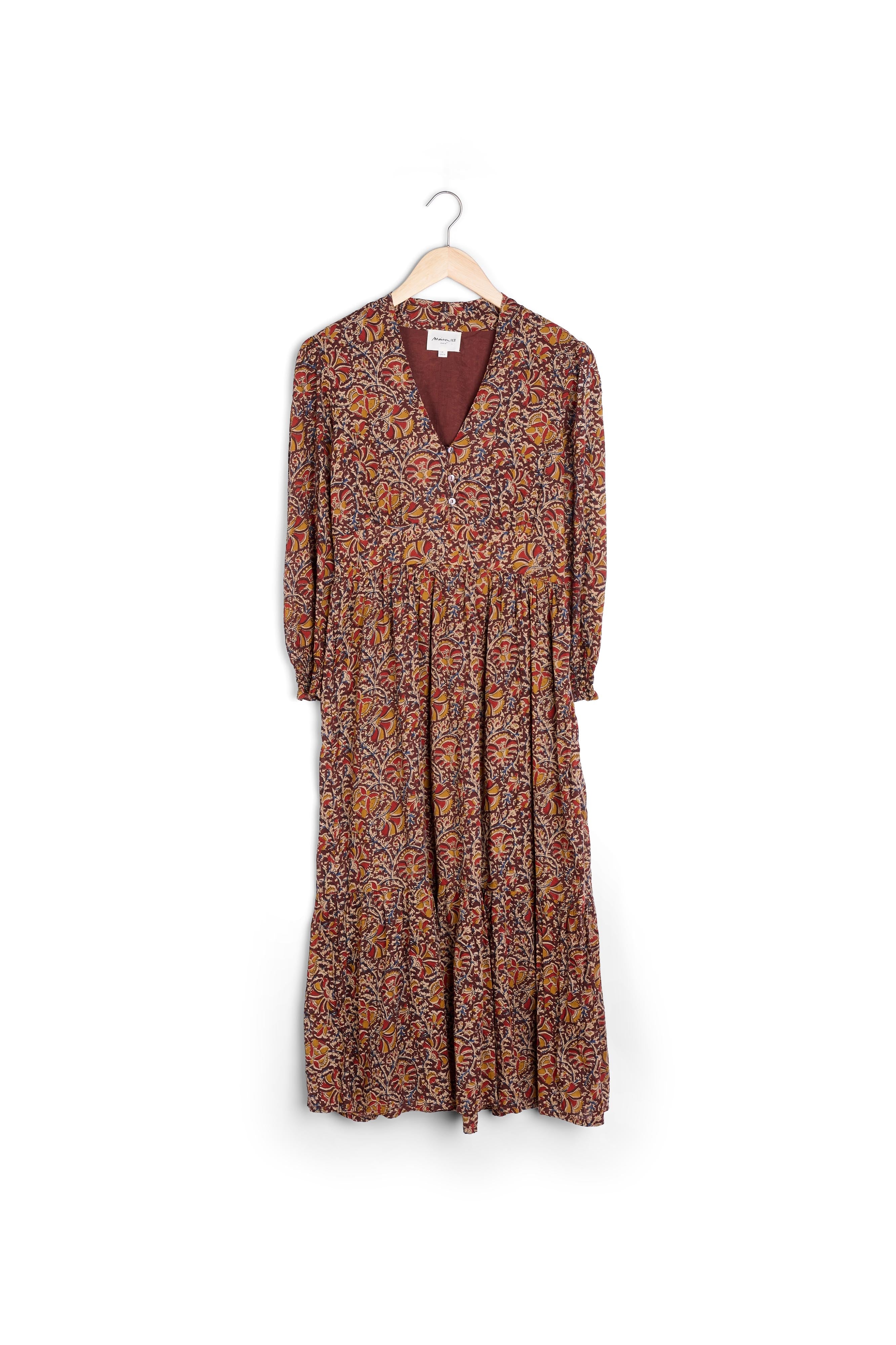 Robe longue imprimée grenat Helora Faume - seconde main