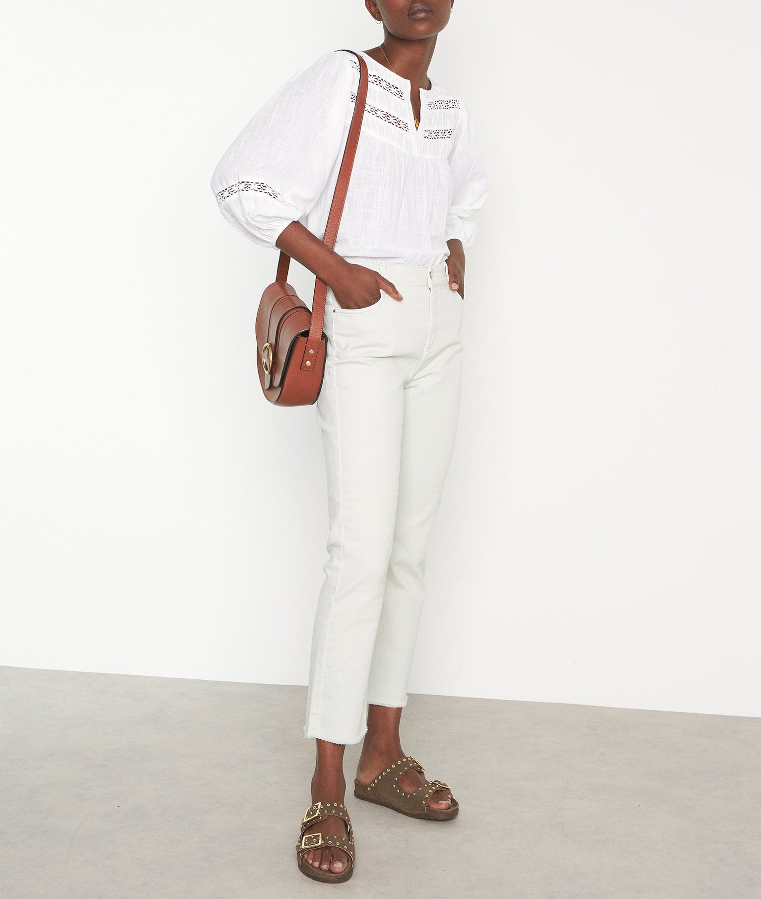 Jean droit à bords francs en coton menthe Patience Faume - seconde main