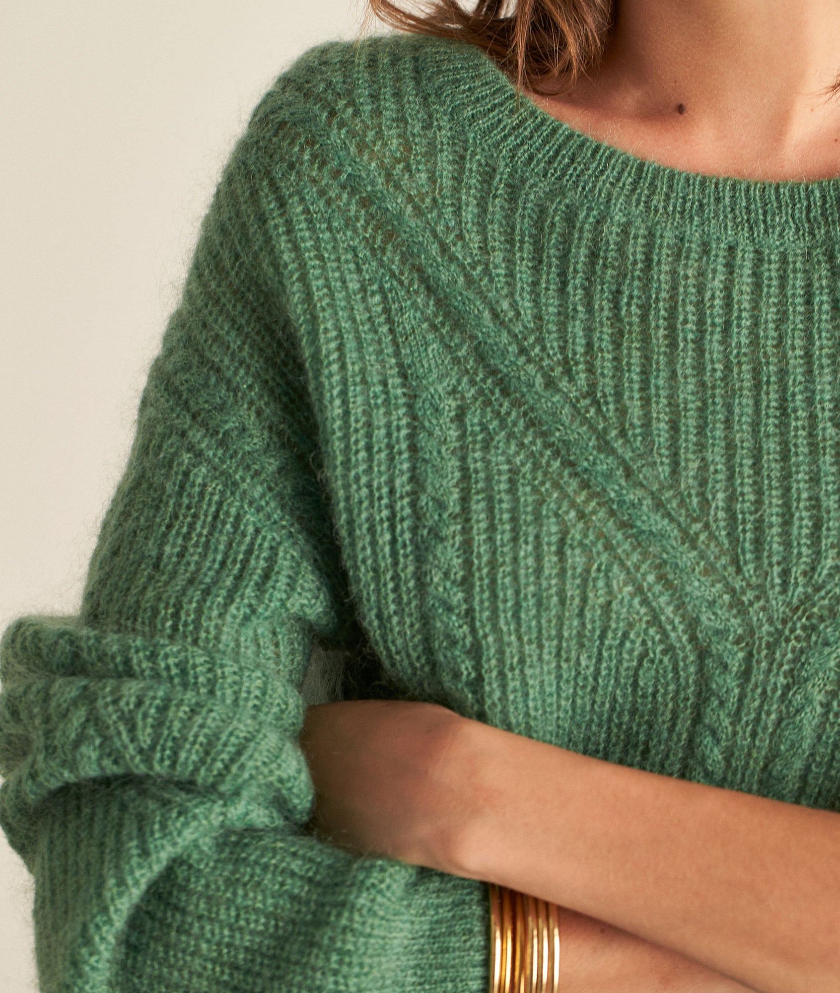 Pull oversize en laine et mohair vert Bianca Faume - seconde main