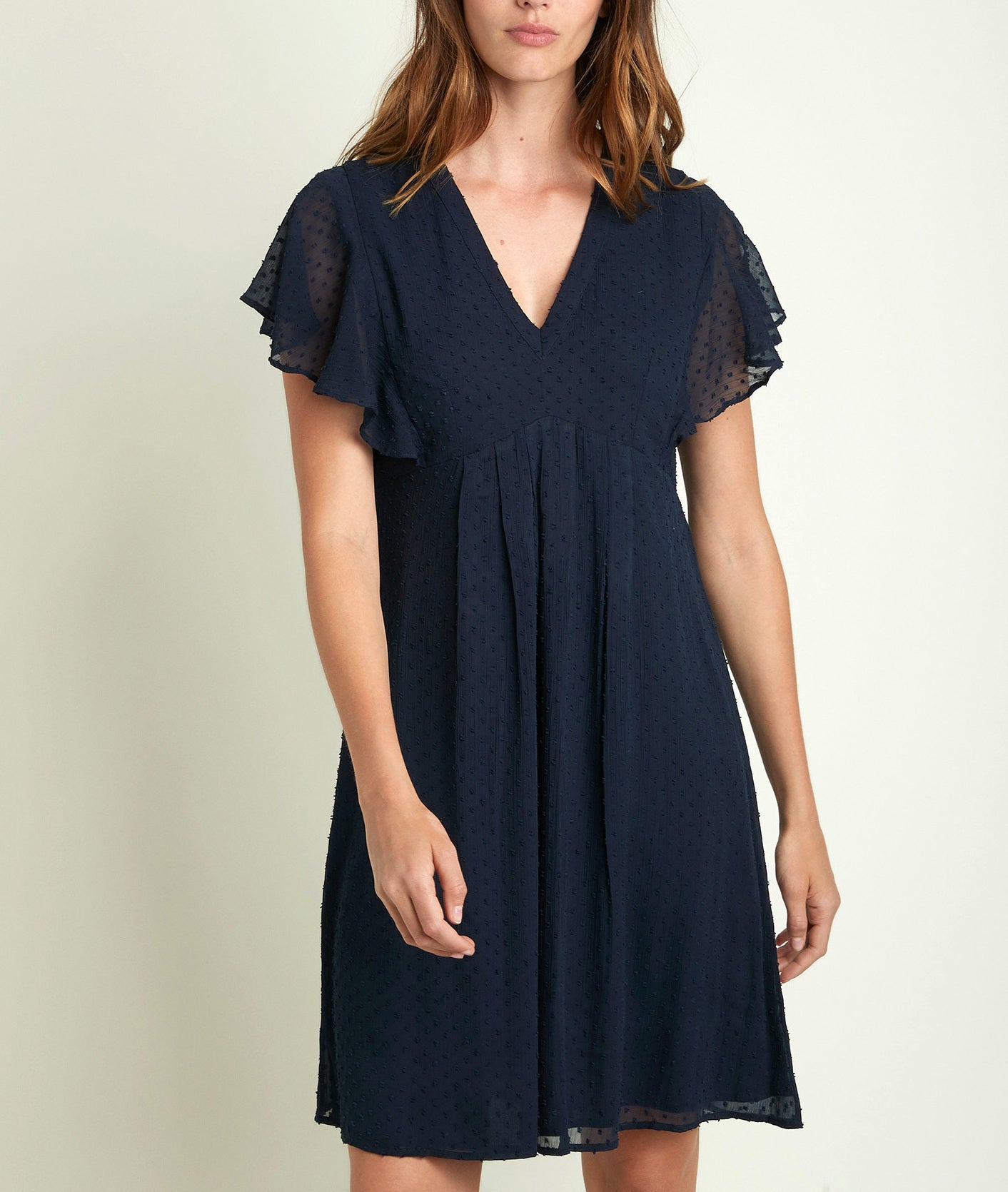 Robe marine plumetis Calissa Faume - seconde main