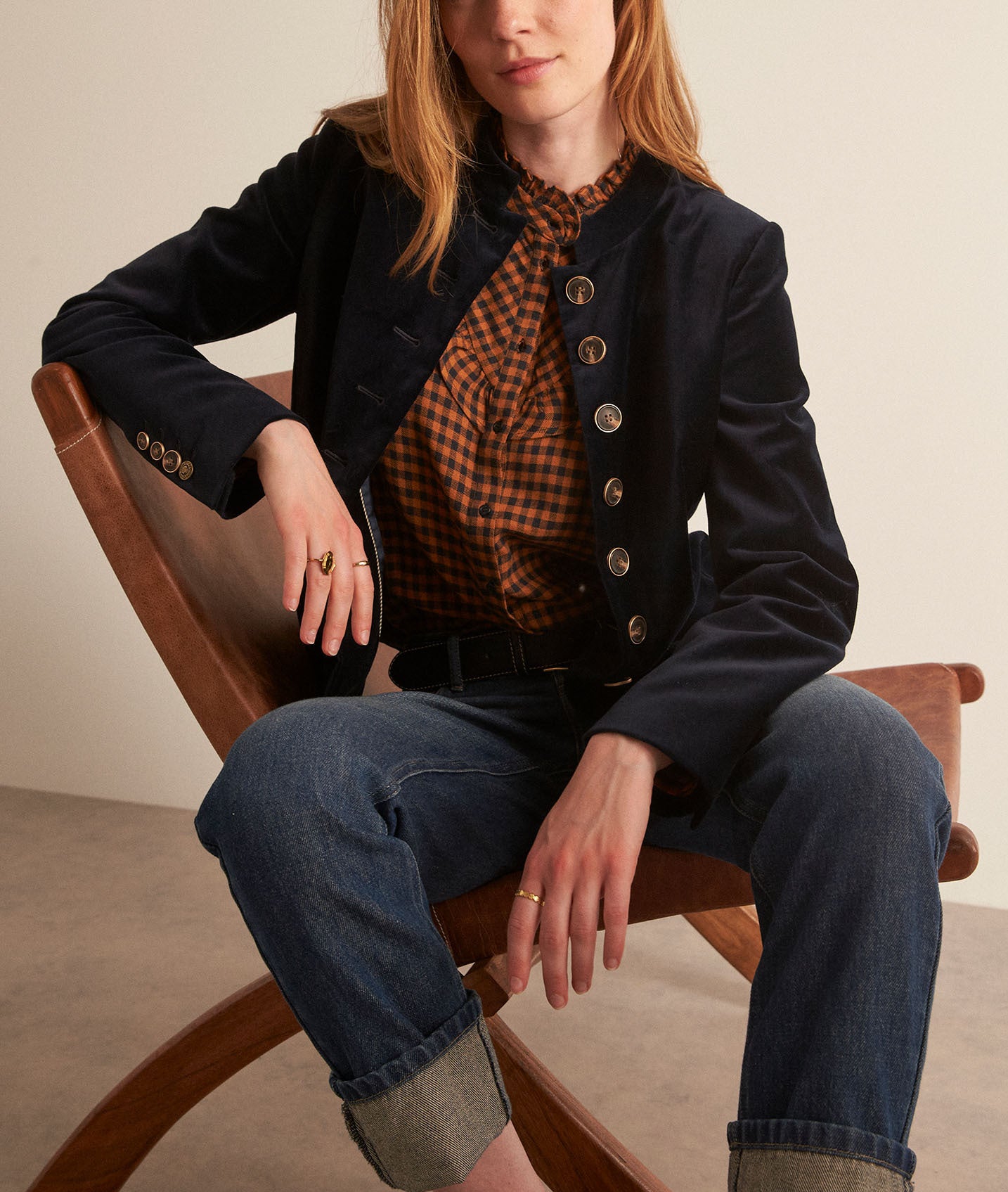 Chemise vichy caramel Abelia Faume - seconde main