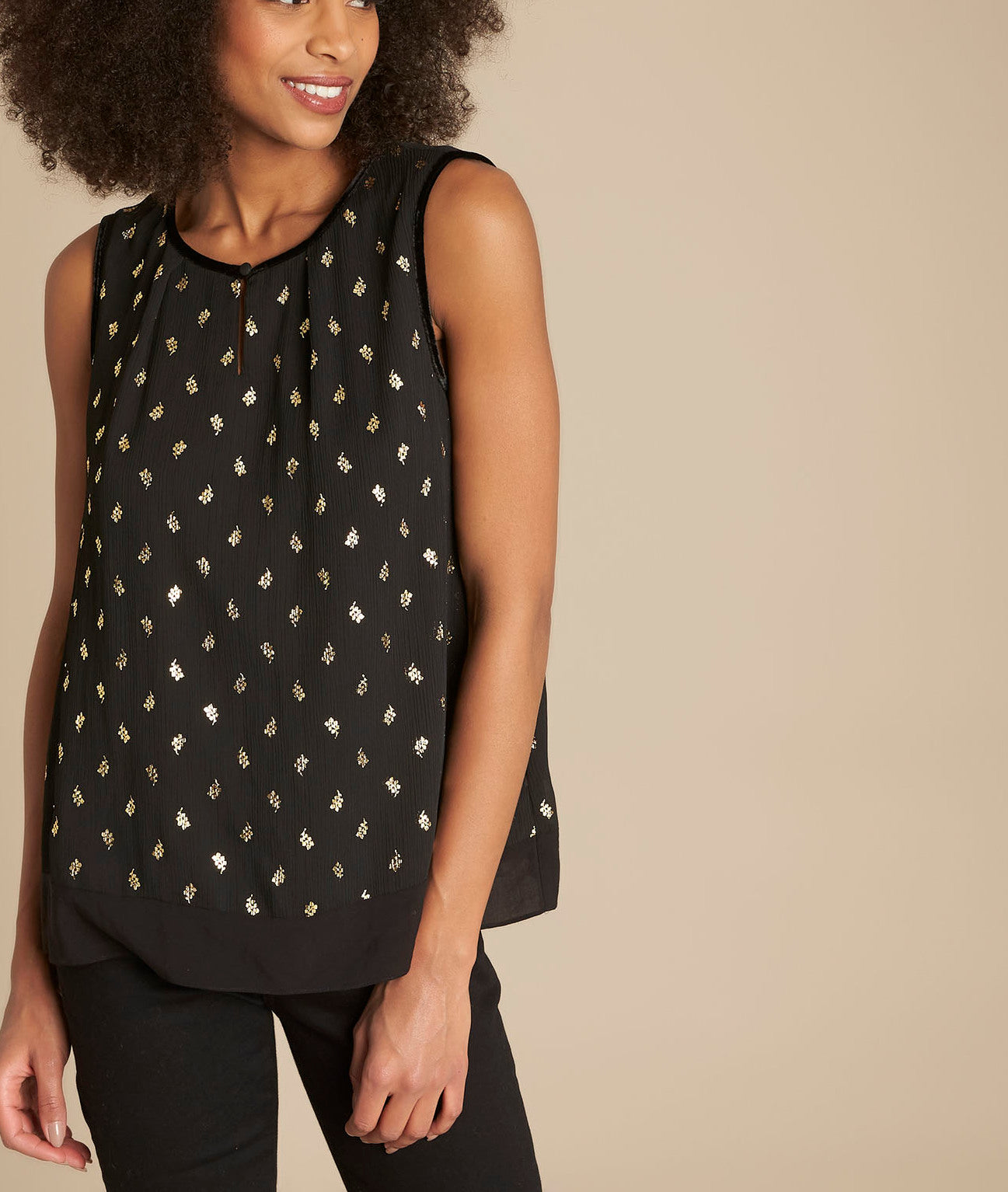 Top noir brodé Fanette Faume - seconde main