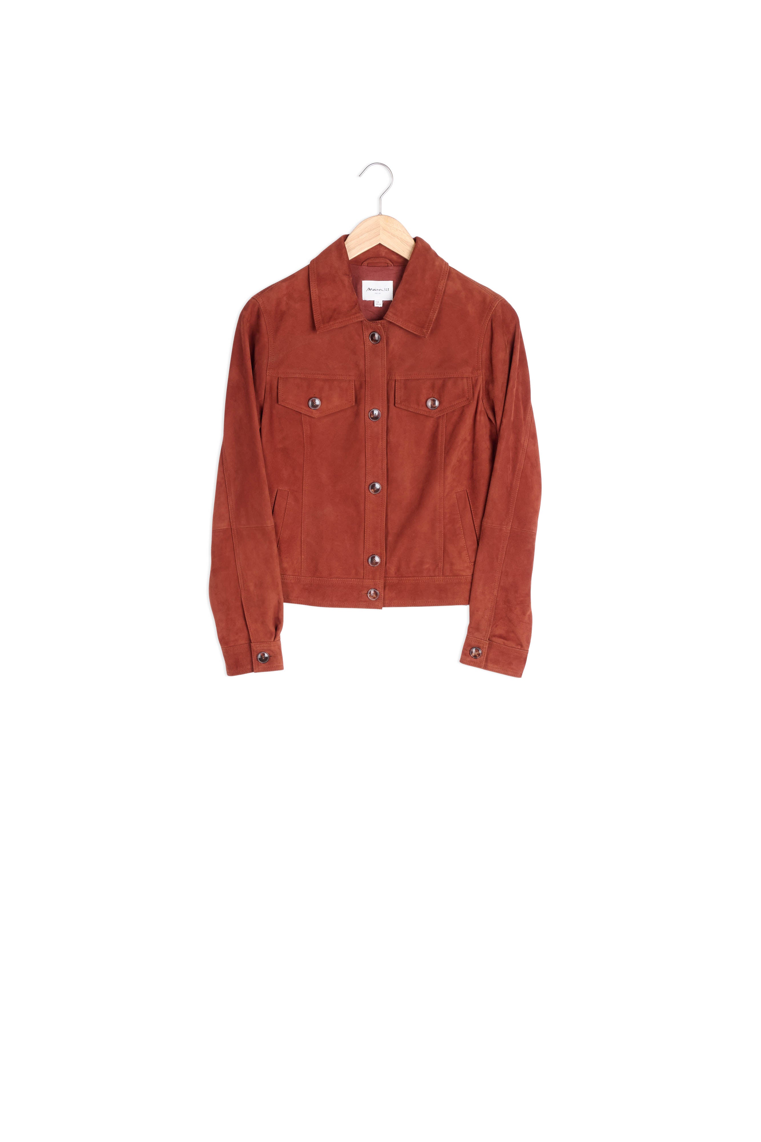 Blouson en cuir velours rouge brique Amelia Faume - seconde main