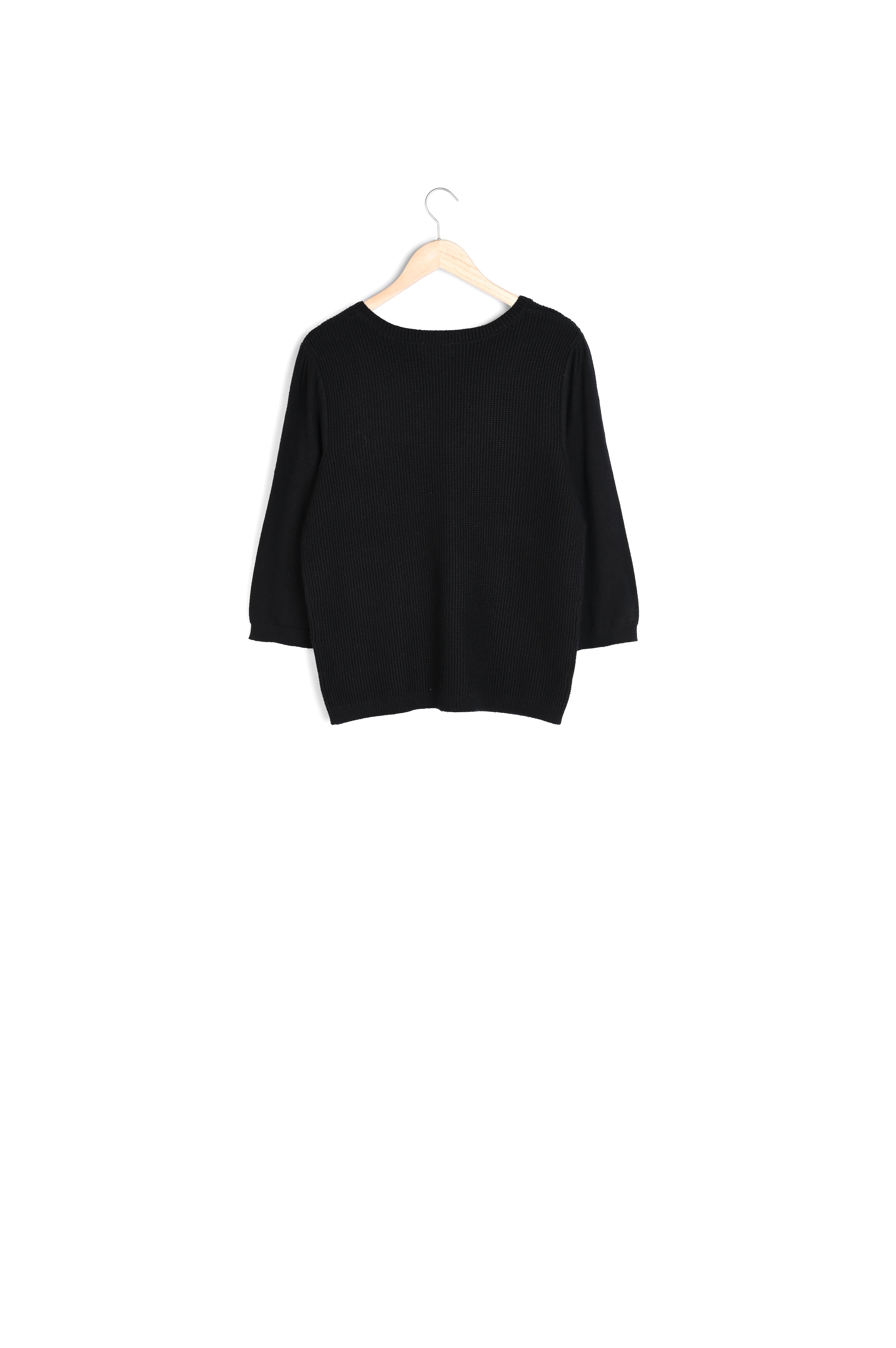 Pull bi-matière à col V ondulé Théa Faume - seconde main