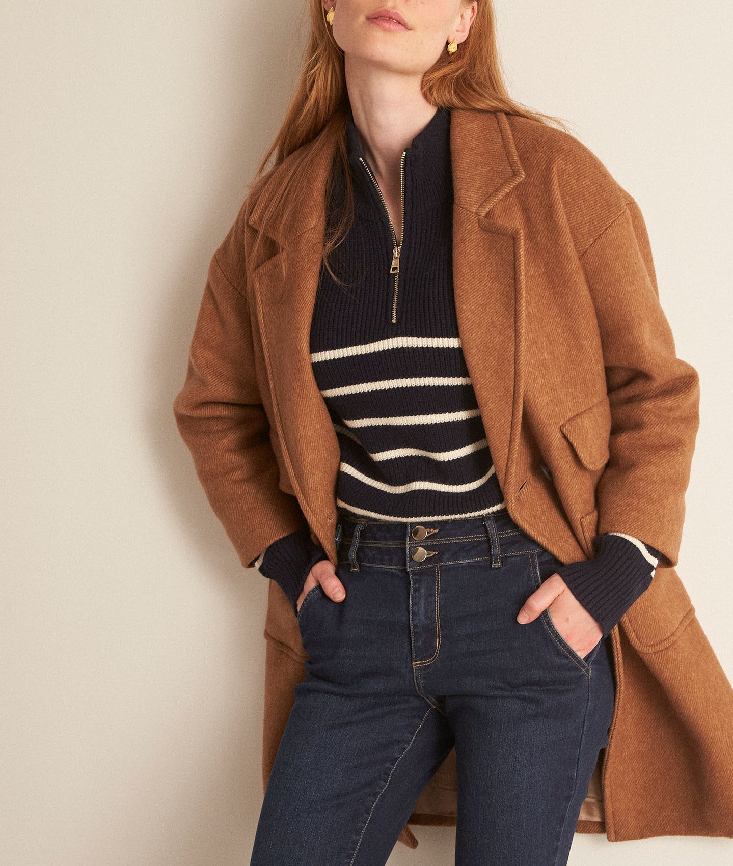 Manteau en fibres responsables camel Marcel Faume - seconde main