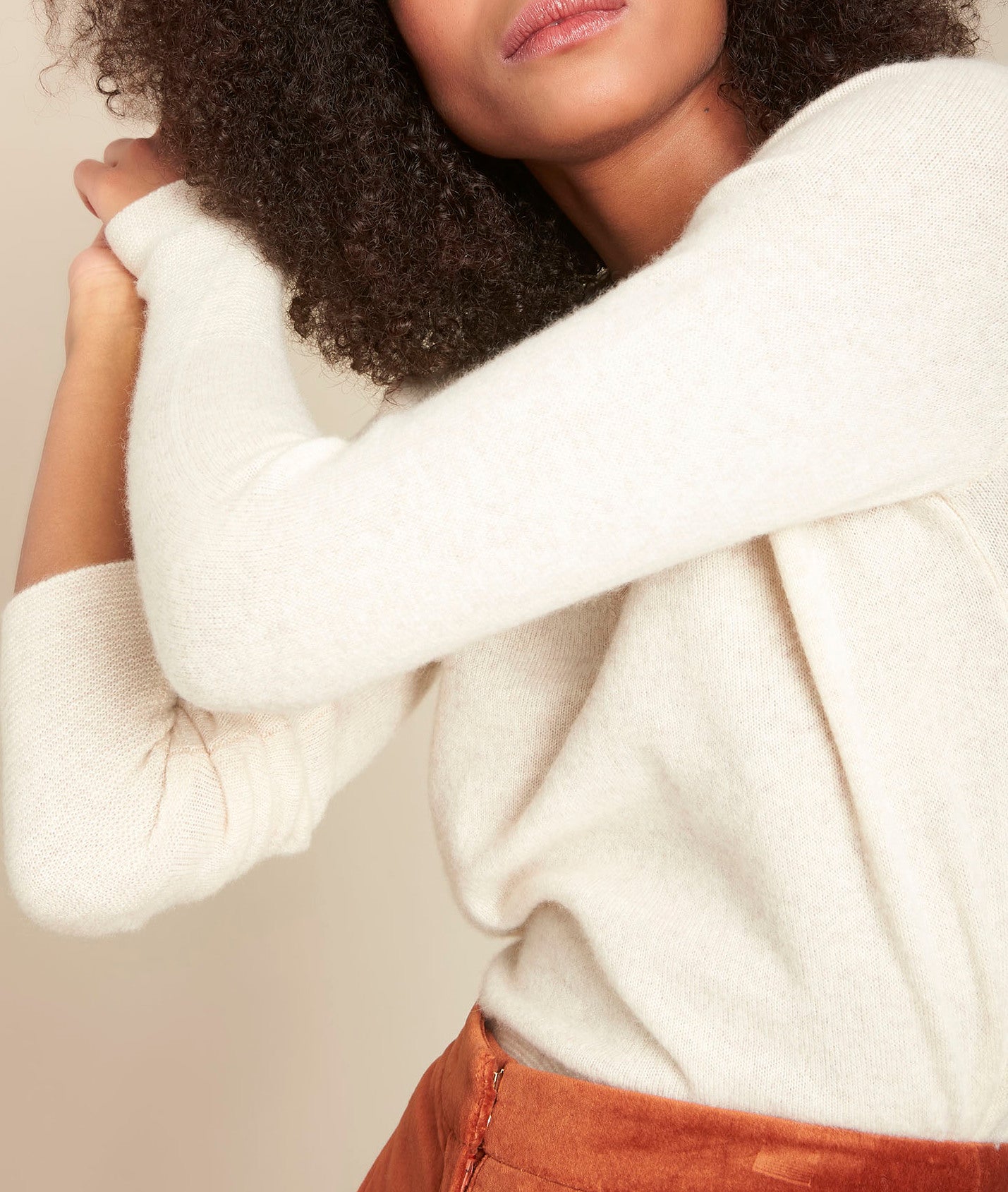 Pull col V cachemire greige Fjord Faume - seconde main