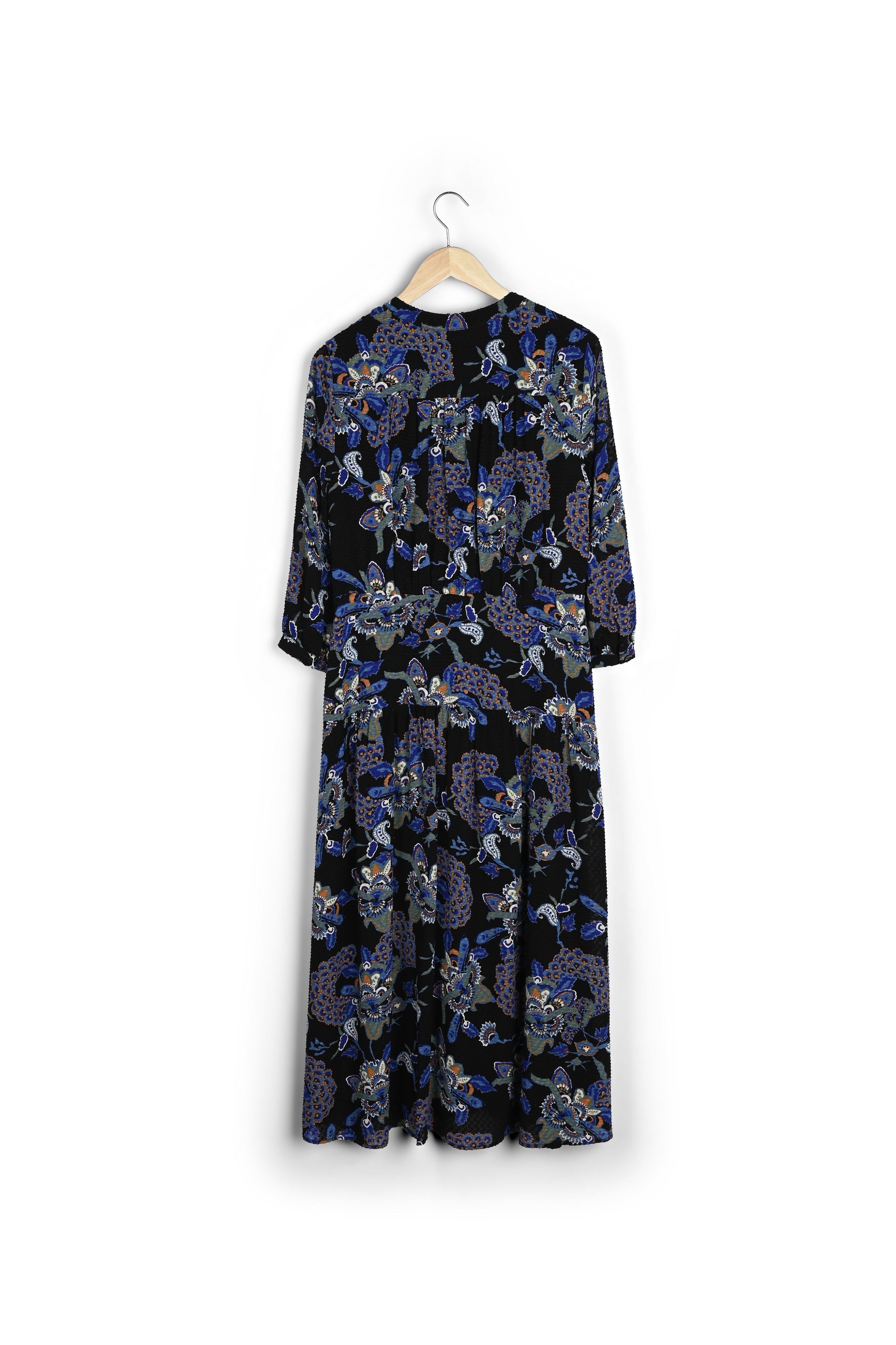Robe chemise longue à l'imprimé floral bleu Sia Faume - seconde main