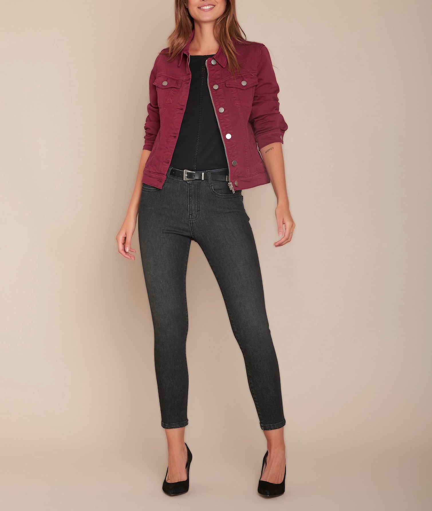 Veste en jean merlot Clem Faume - seconde main