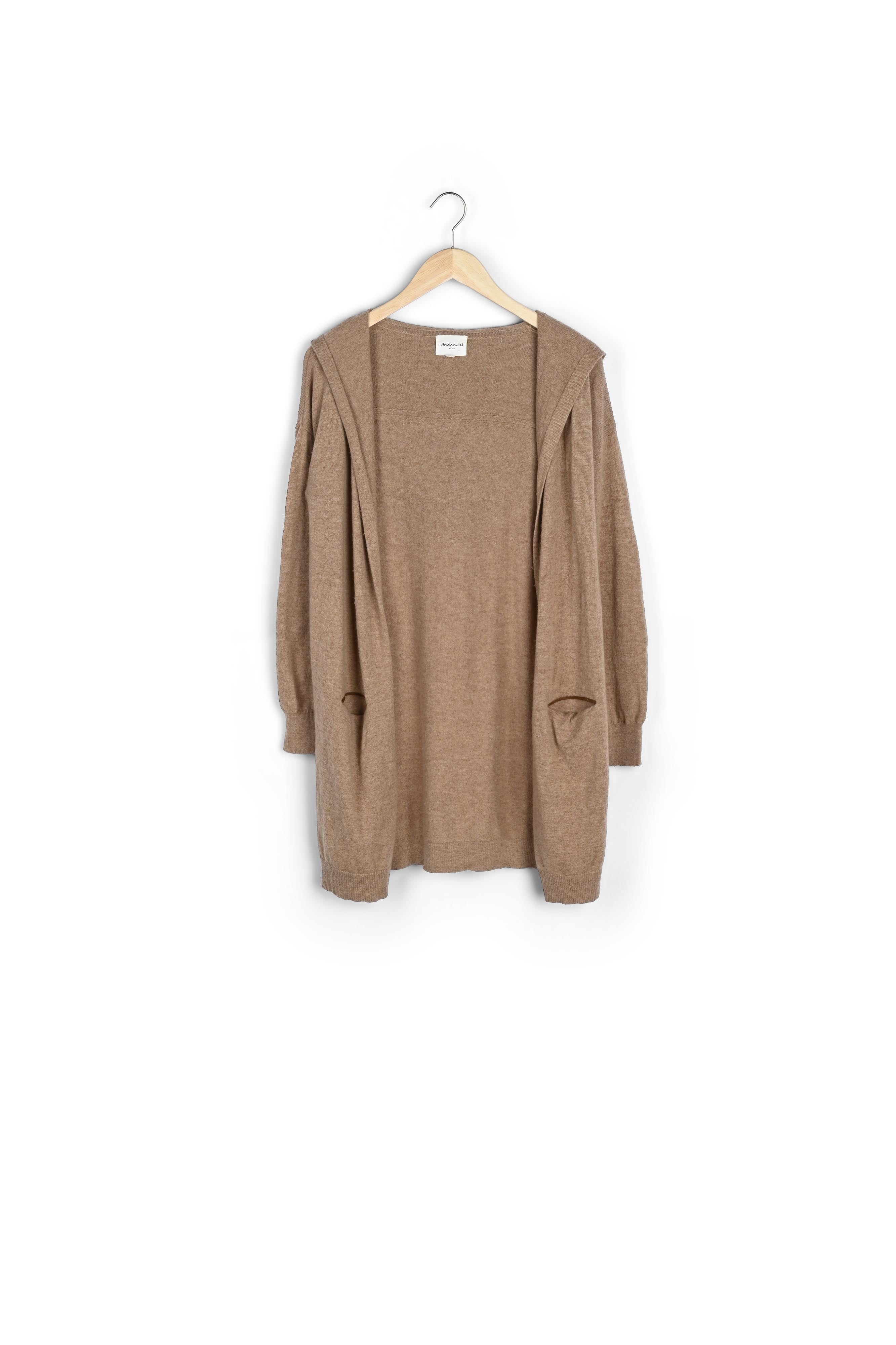 Gilet long en cachemire havane Feuillage Faume - seconde main