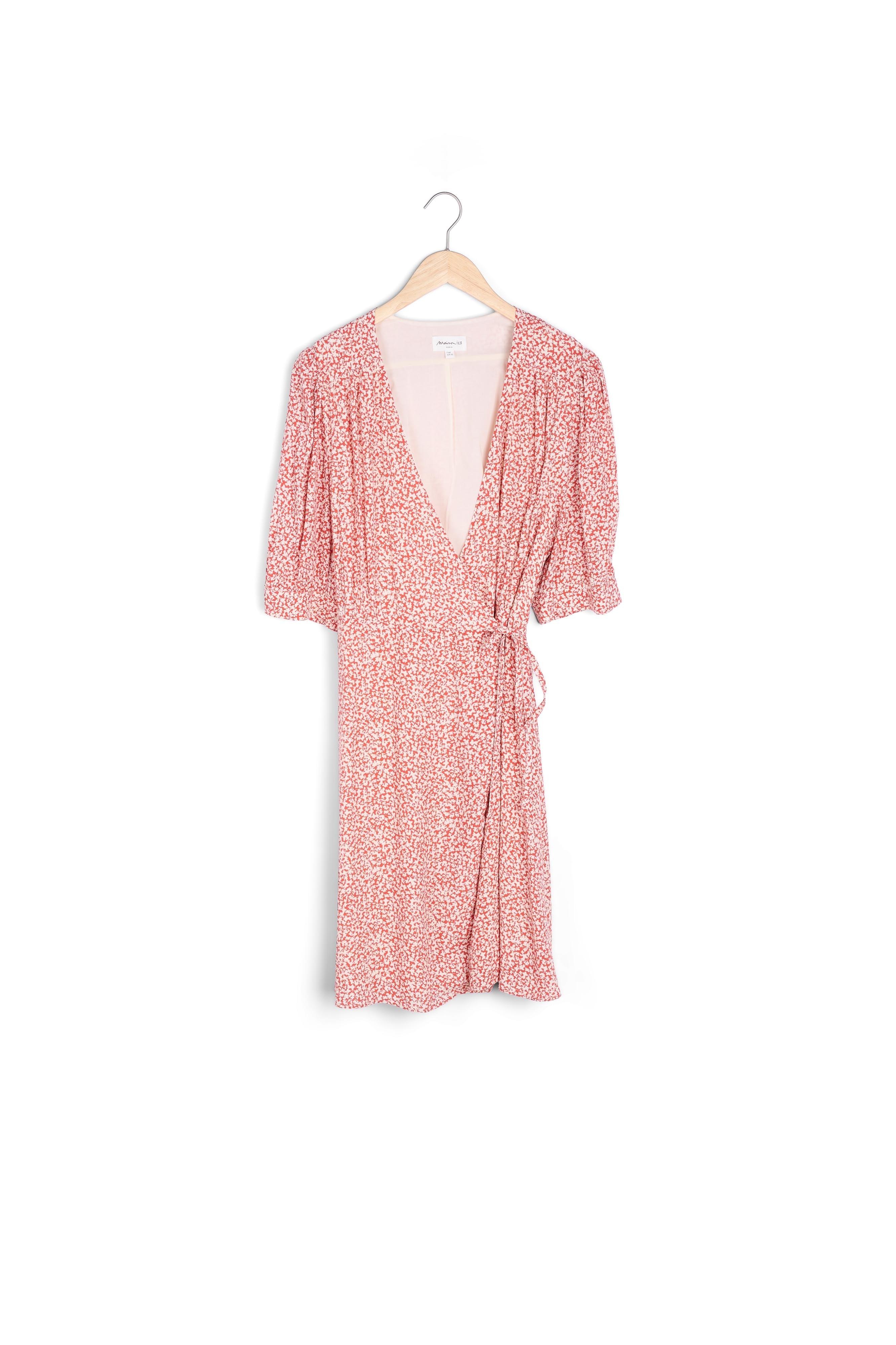 Robe courte cache-coeur imprimée rouge Neo Faume - seconde main