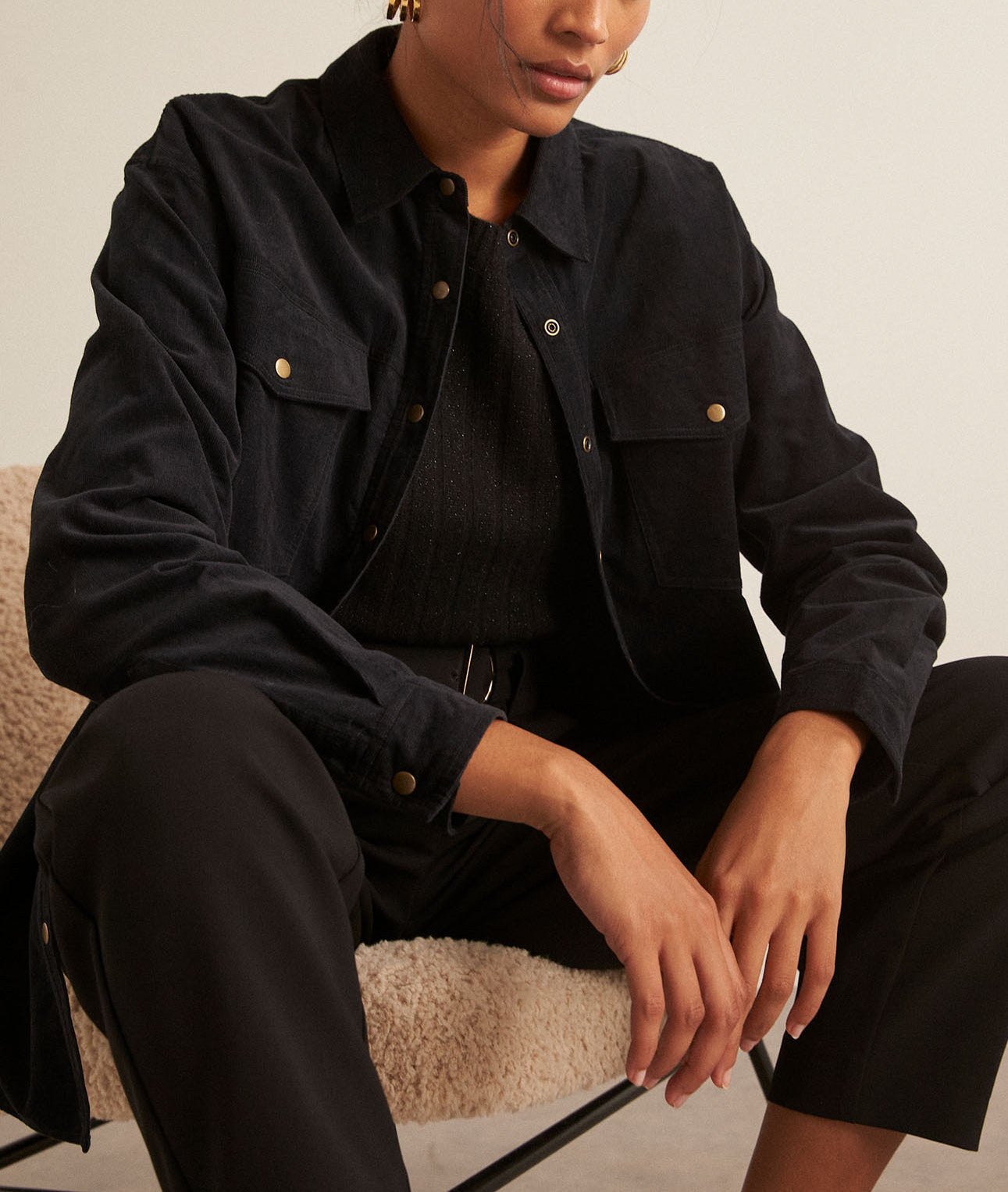 Chemise en velours noire Chimene Faume - seconde main