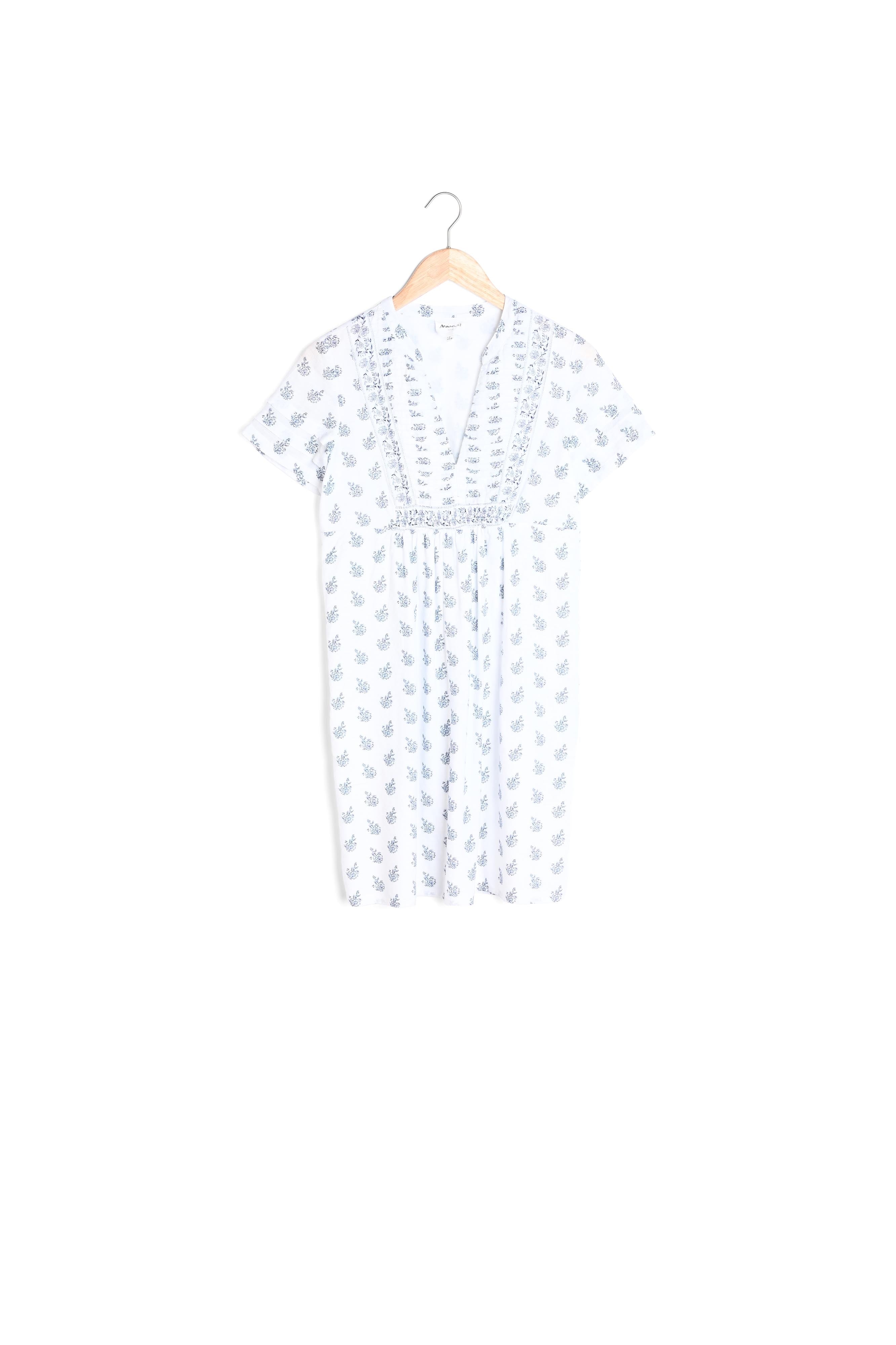 Robe courte en coton imprimé blanc et marine Soledad Faume - seconde main